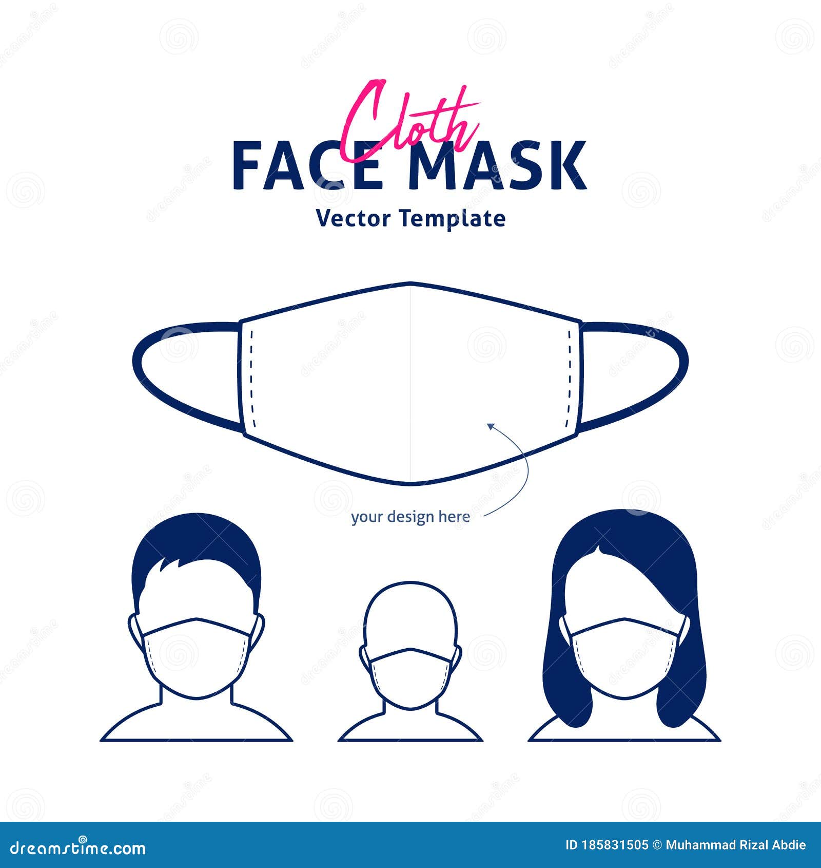 Abe spole boykot Cloth Face Mask Vector Design Template with Male, Female, and Kids Mockup  Face Preview Stock Vector - Illustration of template, cloth: 185831505