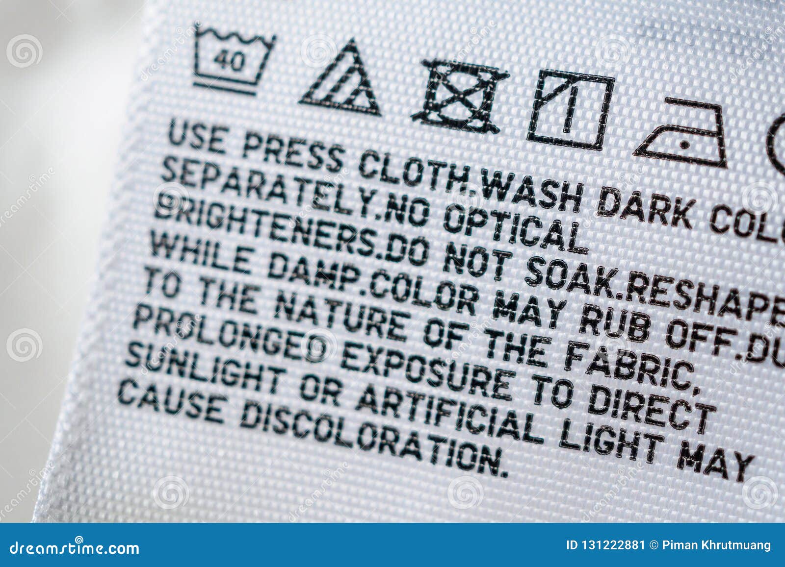 Cloth Label Tag with Laundry Care Instructions Stock Image Image of