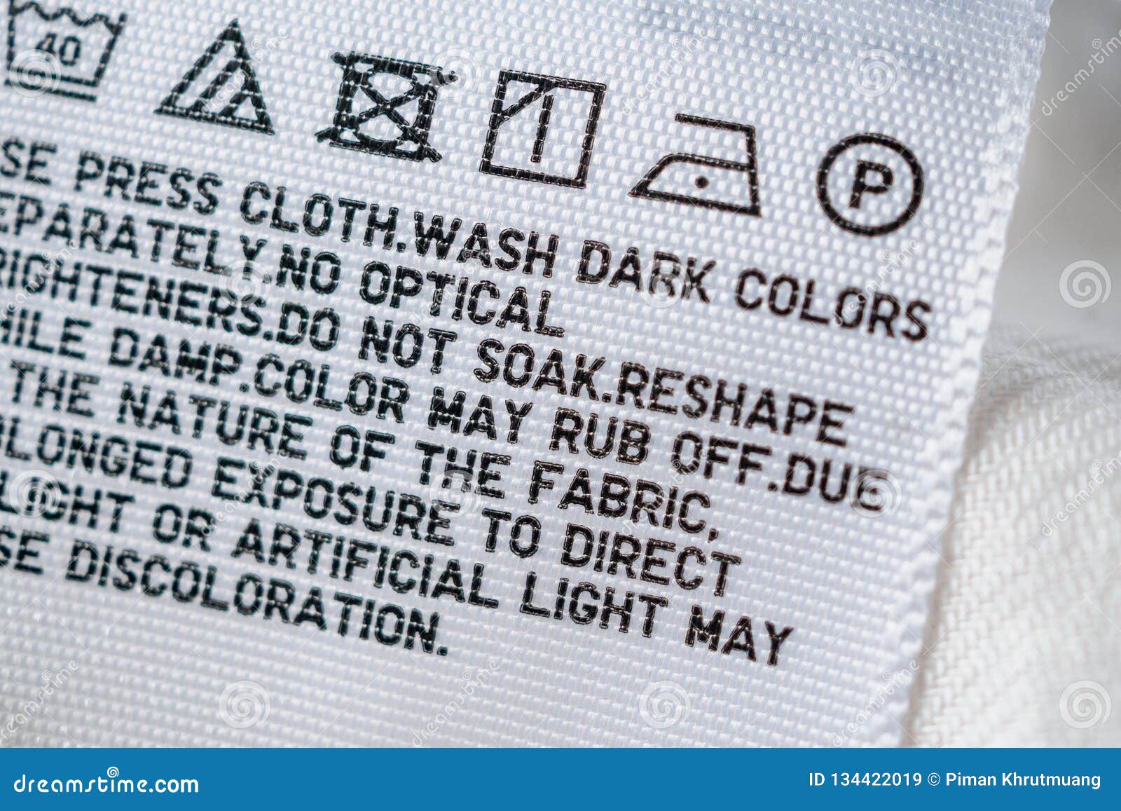 Cloth Label Tag with Laundry Care Instructions Stock Image - Image of ...