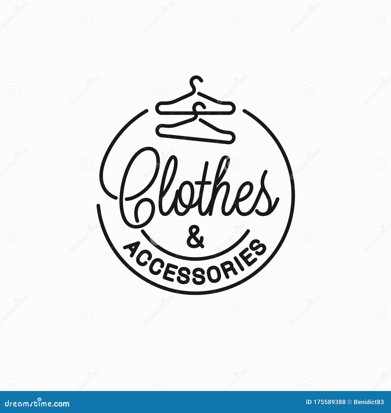 Clothes and Accessories Logo. Linear of Clothes Stock Vector