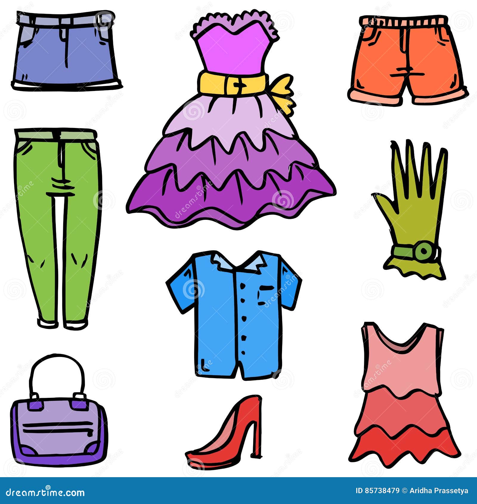 Clothes and Accessories for Women Doodles Stock Vector - Illustration ...