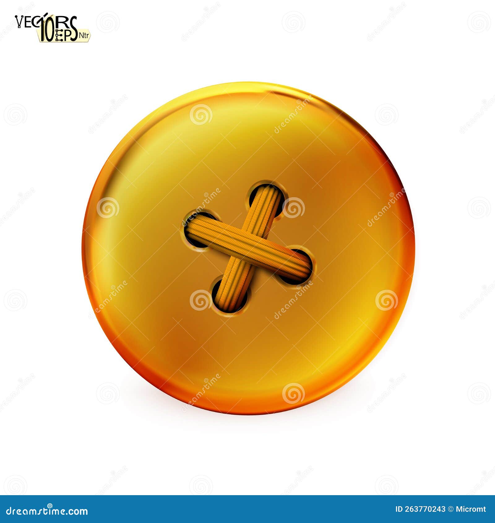 Gold round sewing button Royalty Free Vector Image