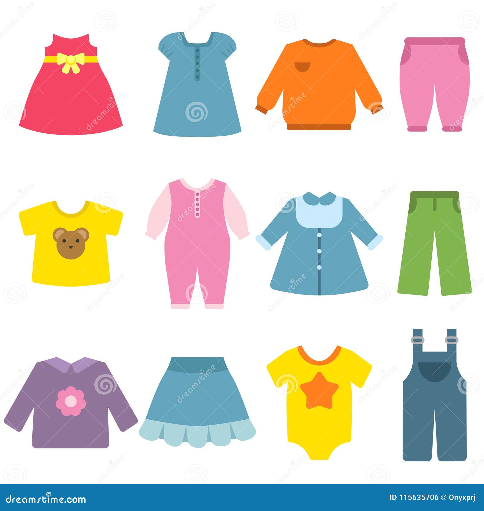 Clothes for Childrens. Vector Flat Illustrations Stock Vector ...