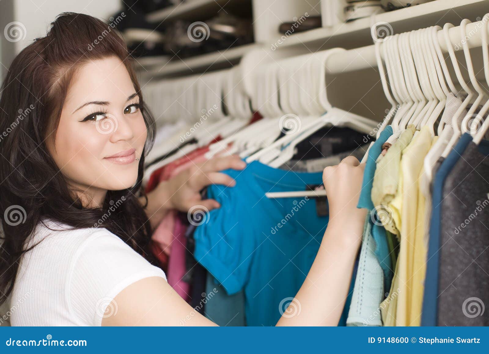 clothes in closet