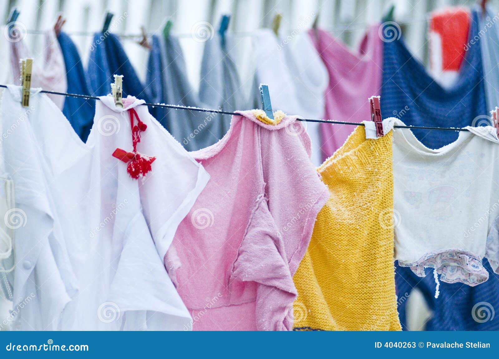Clothes on clotheslines stock image. Image of apparel 4040263