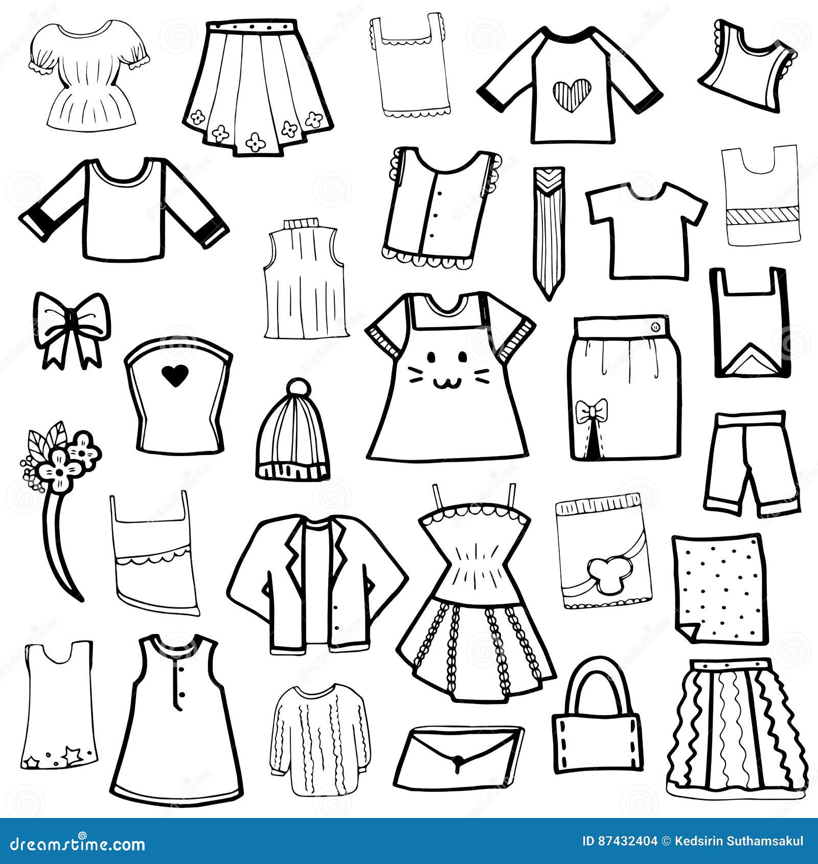 Clothes doodle vector stock vector. Illustration of style - 87432404