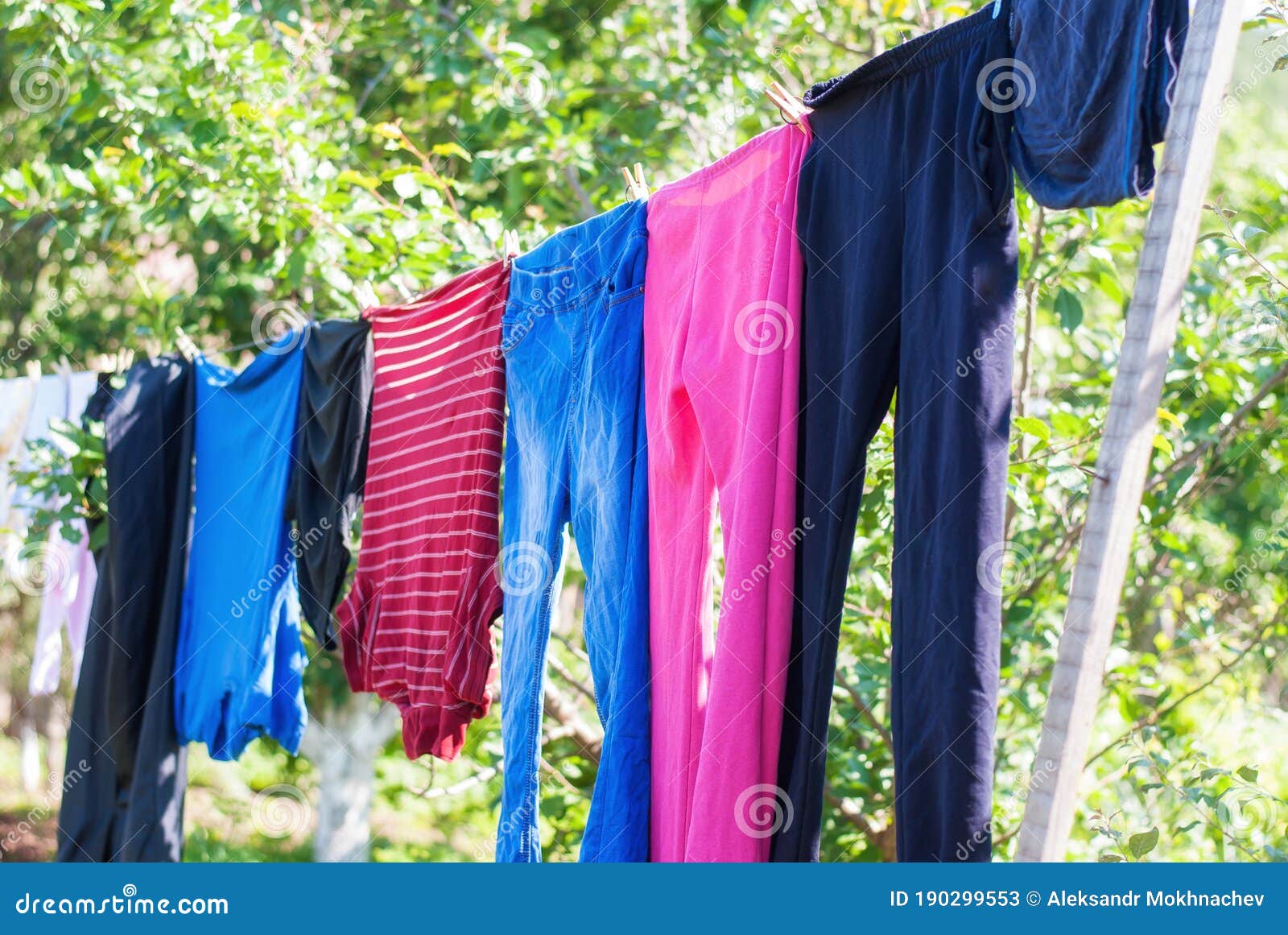 Clothes dry on a rope stock image. Image of fresh, clothes 190299553