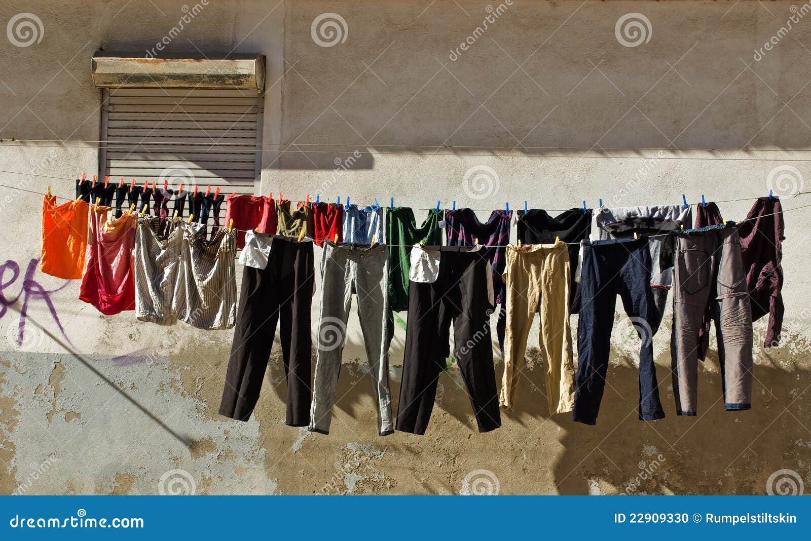 Clothes drying on a rope stock photo. Image of vintage 22909330