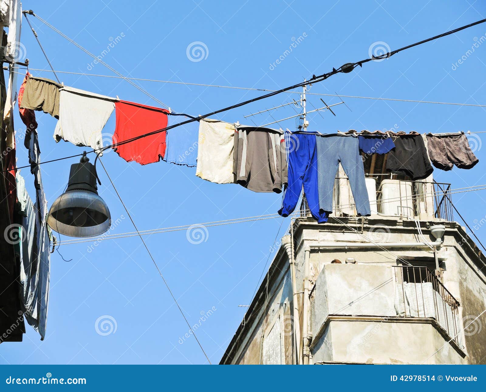 Clothes Drying on the Rope Outdoors Stock Photo Image of real