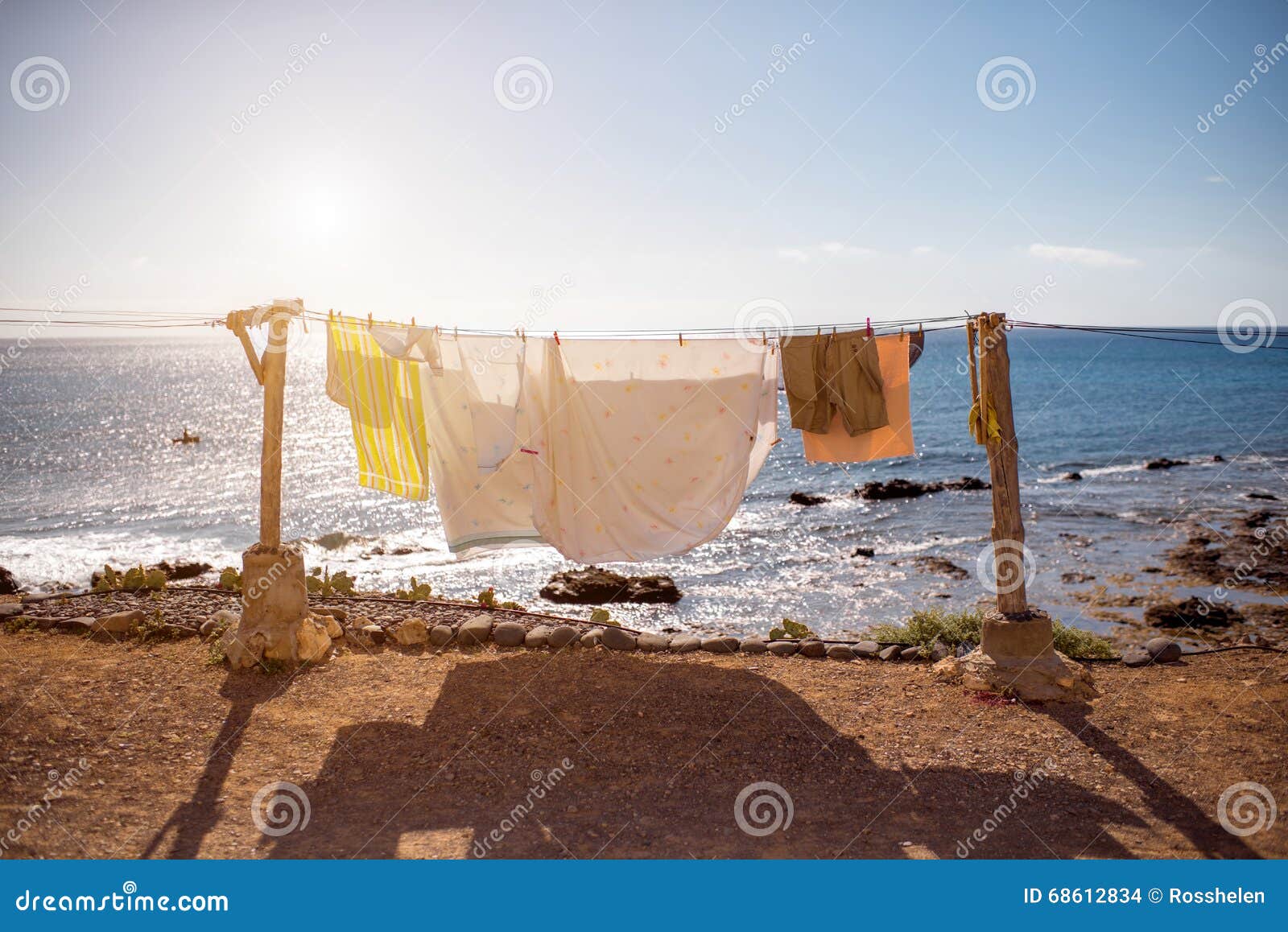 Clothes Drying on the Sea Coast Stock Photo Image of summer, coast