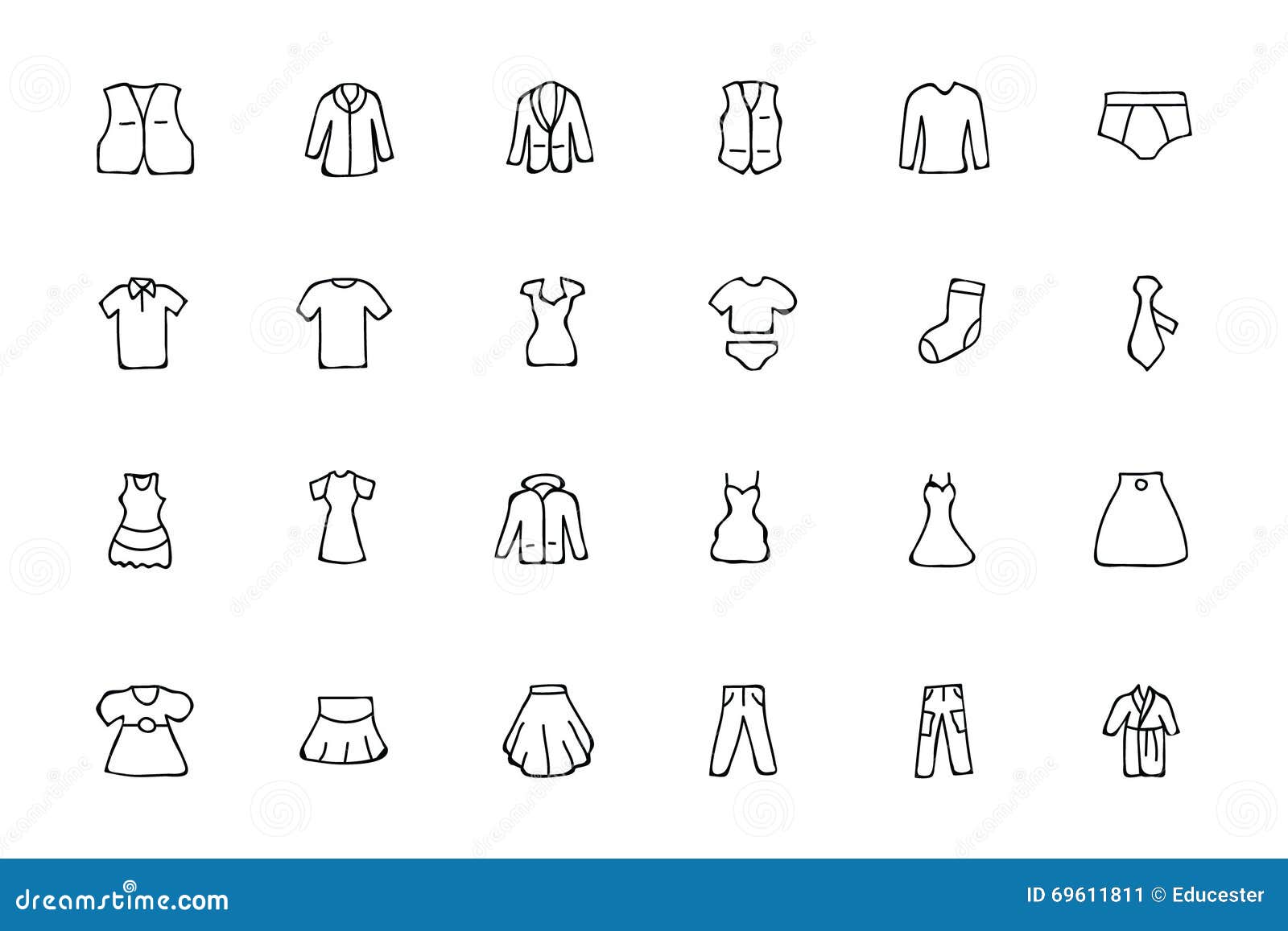 Clothes Hand Drawn Doodle Icons 2 Stock Illustration - Illustration of ...