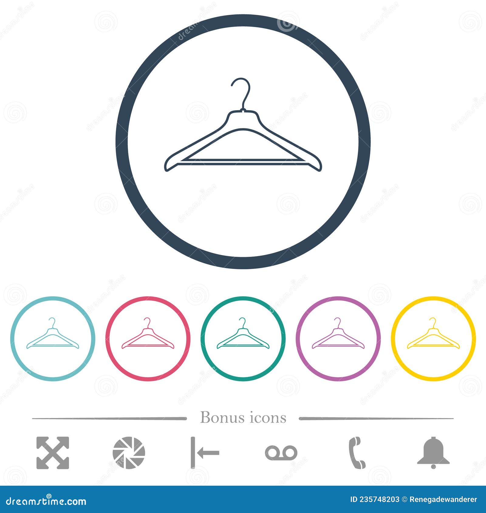 Clothes Hanger Outline Flat Color Icons in Round Outlines Stock Vector ...