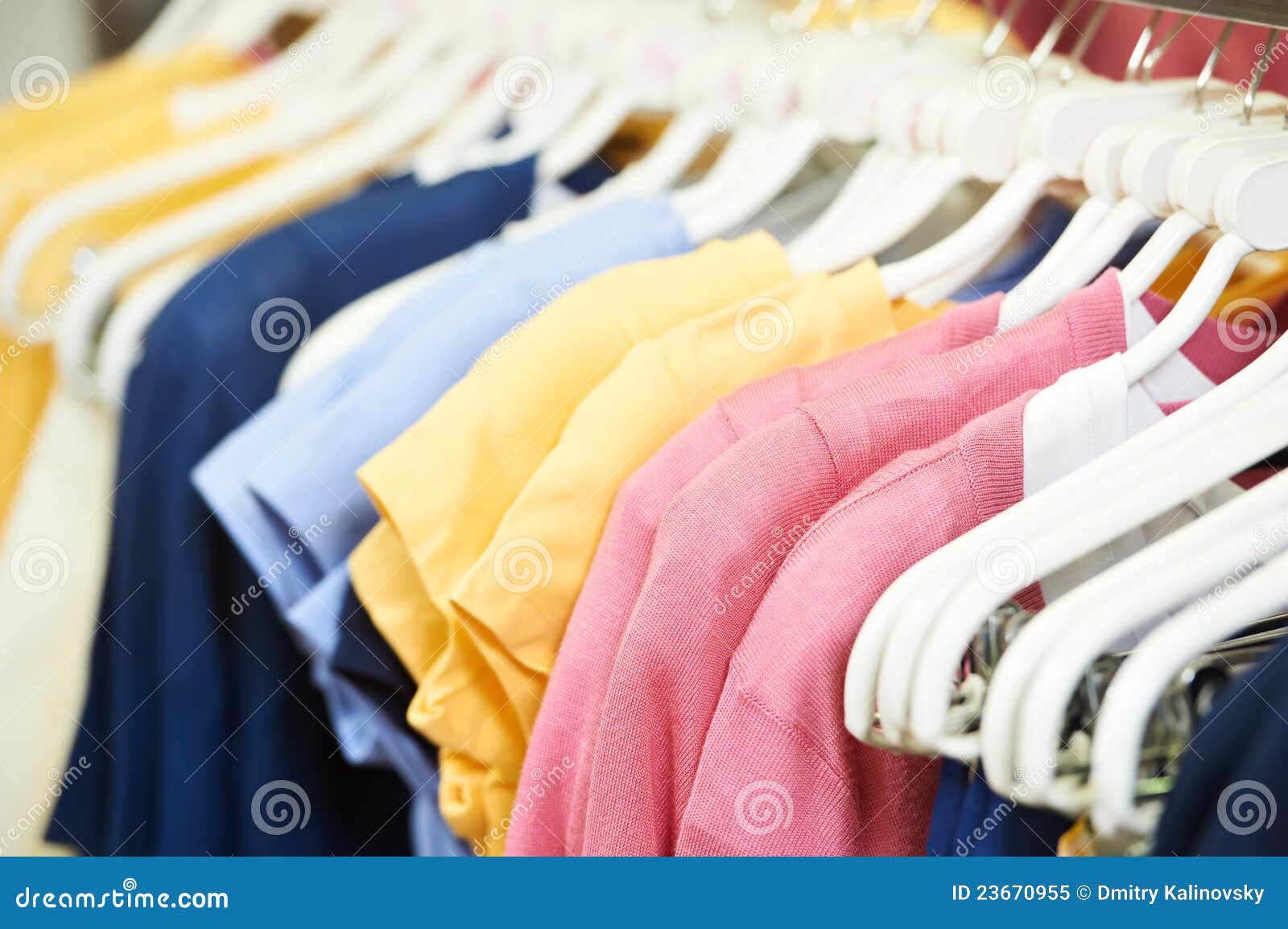 Clothes on hanger in shop stock image. Image of mall 23670955