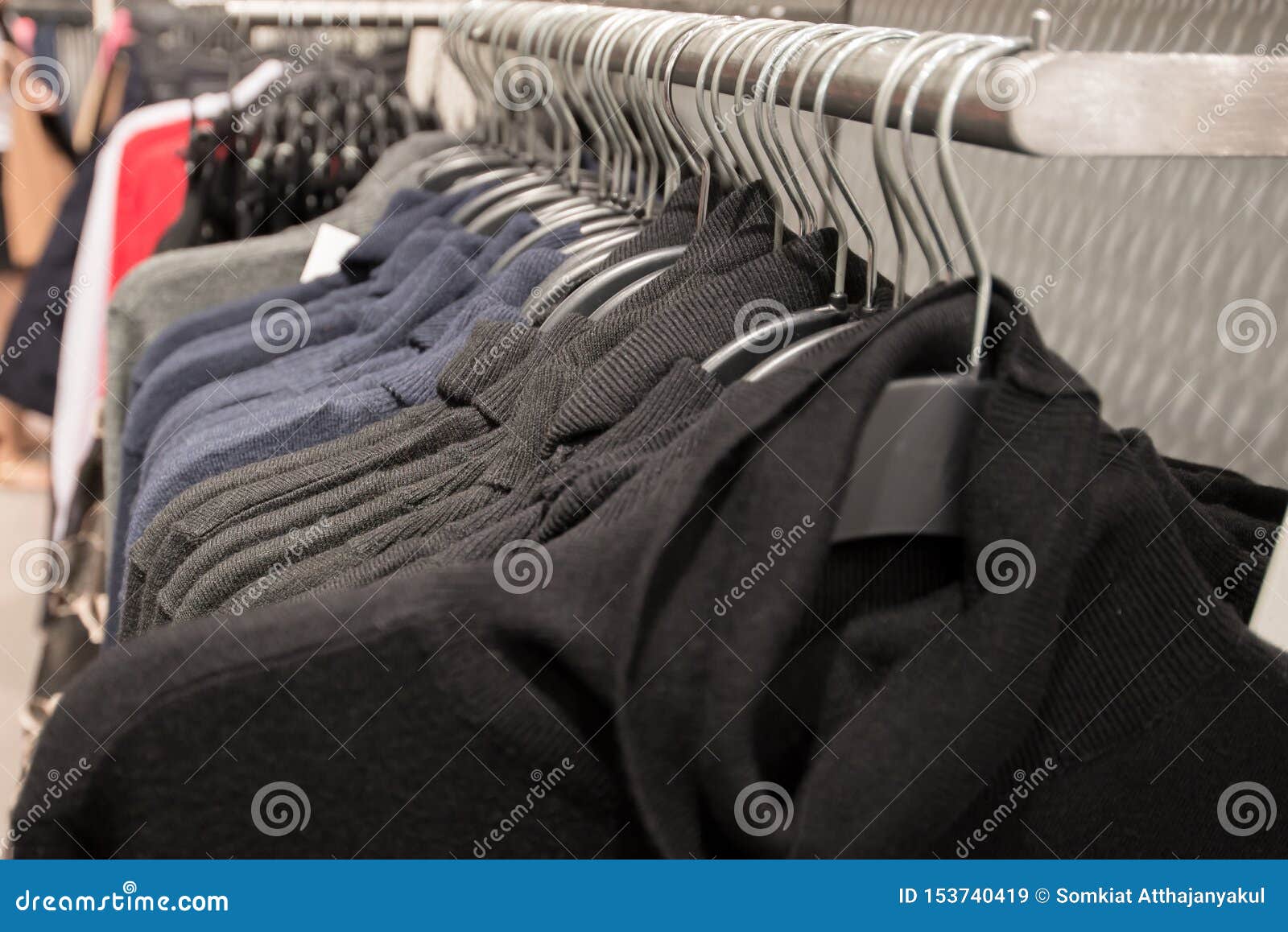 Clothes Hanger Showcase in Store. Stock Image - Image of collection ...