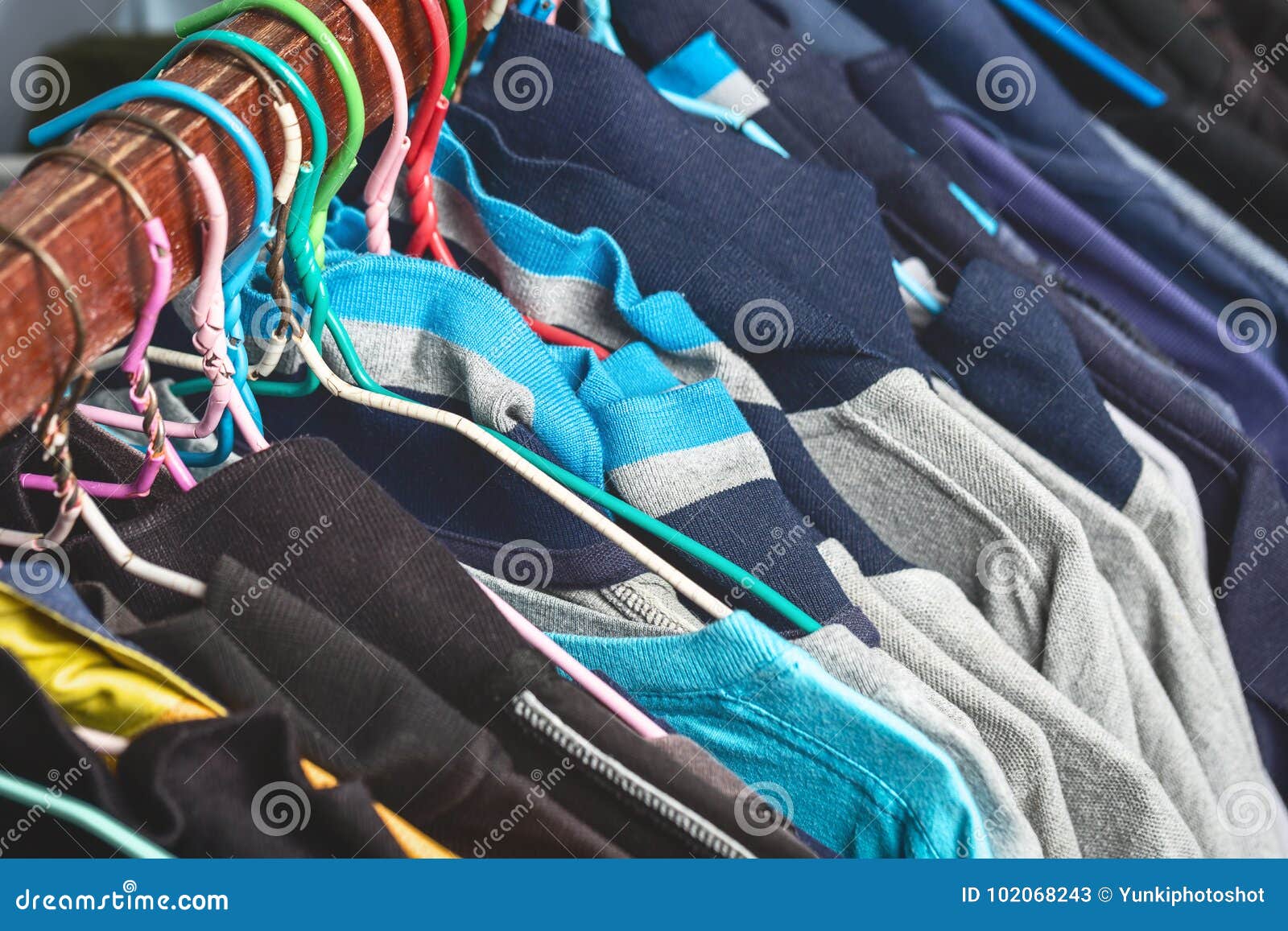 Clothes Hangers Hung by Clothes Stock Image - Image of market, clothing ...
