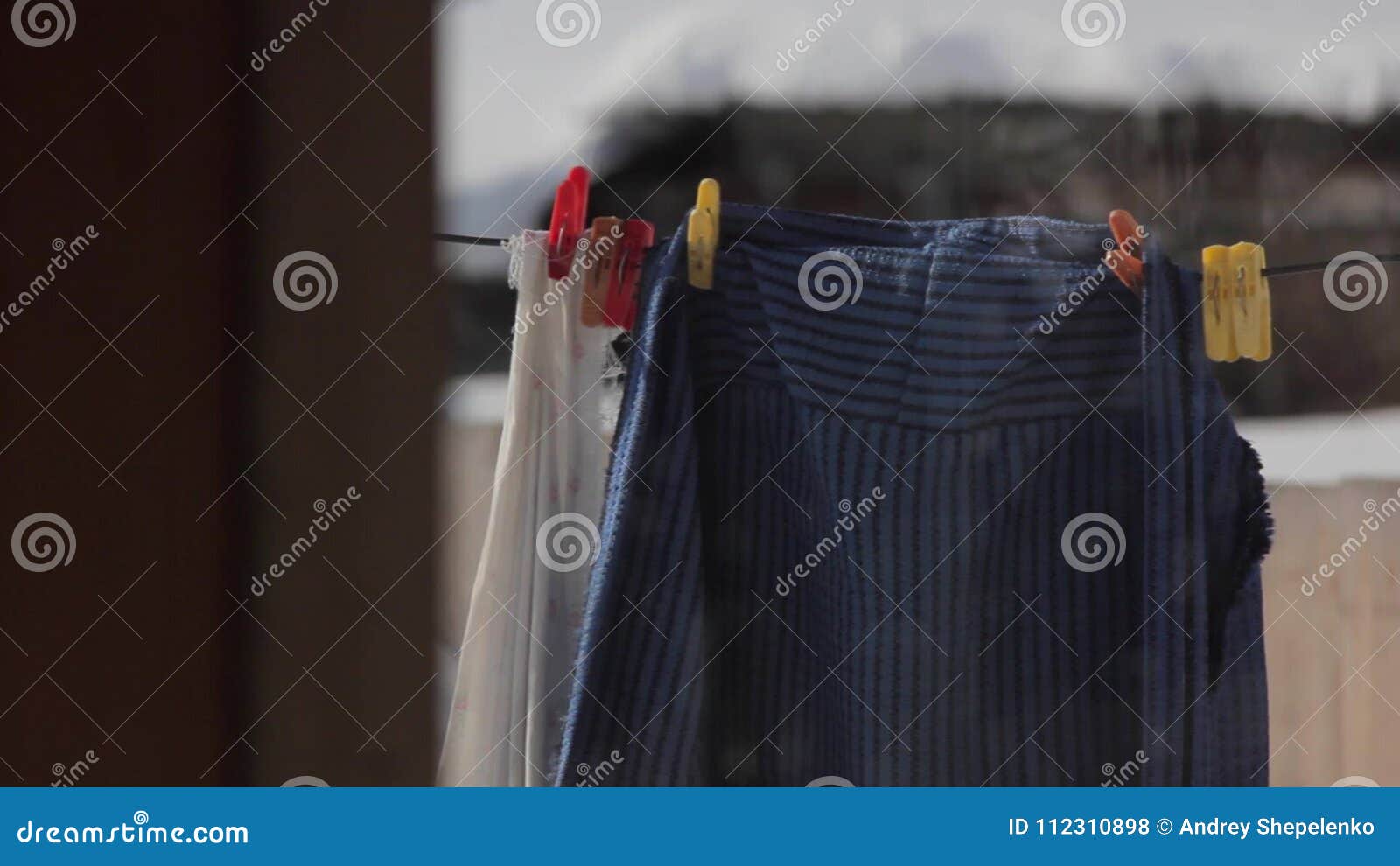 Clothes Hanging on a Rope and Drying Stock Footage Video of