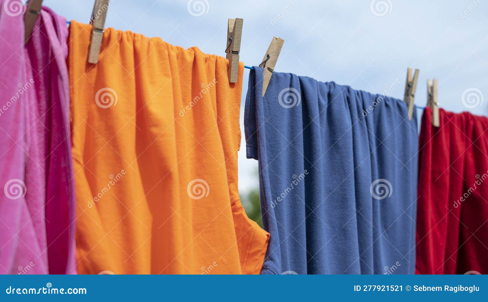 Clothes Hanging To Dry on a Laundry Line Stock Image Image of