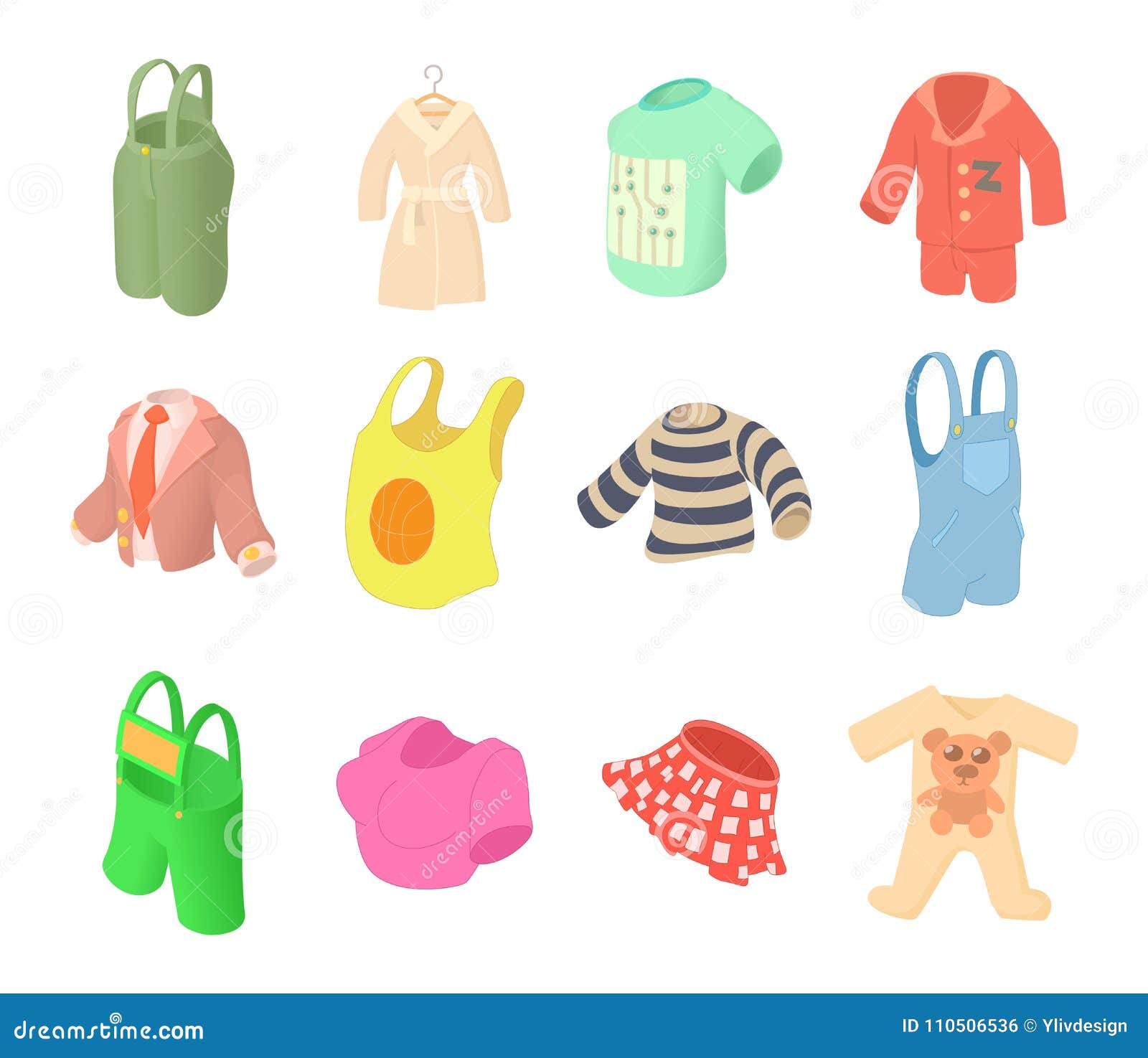 Clothes Icon Set, Cartoon Style Stock Vector - Illustration of painting ...