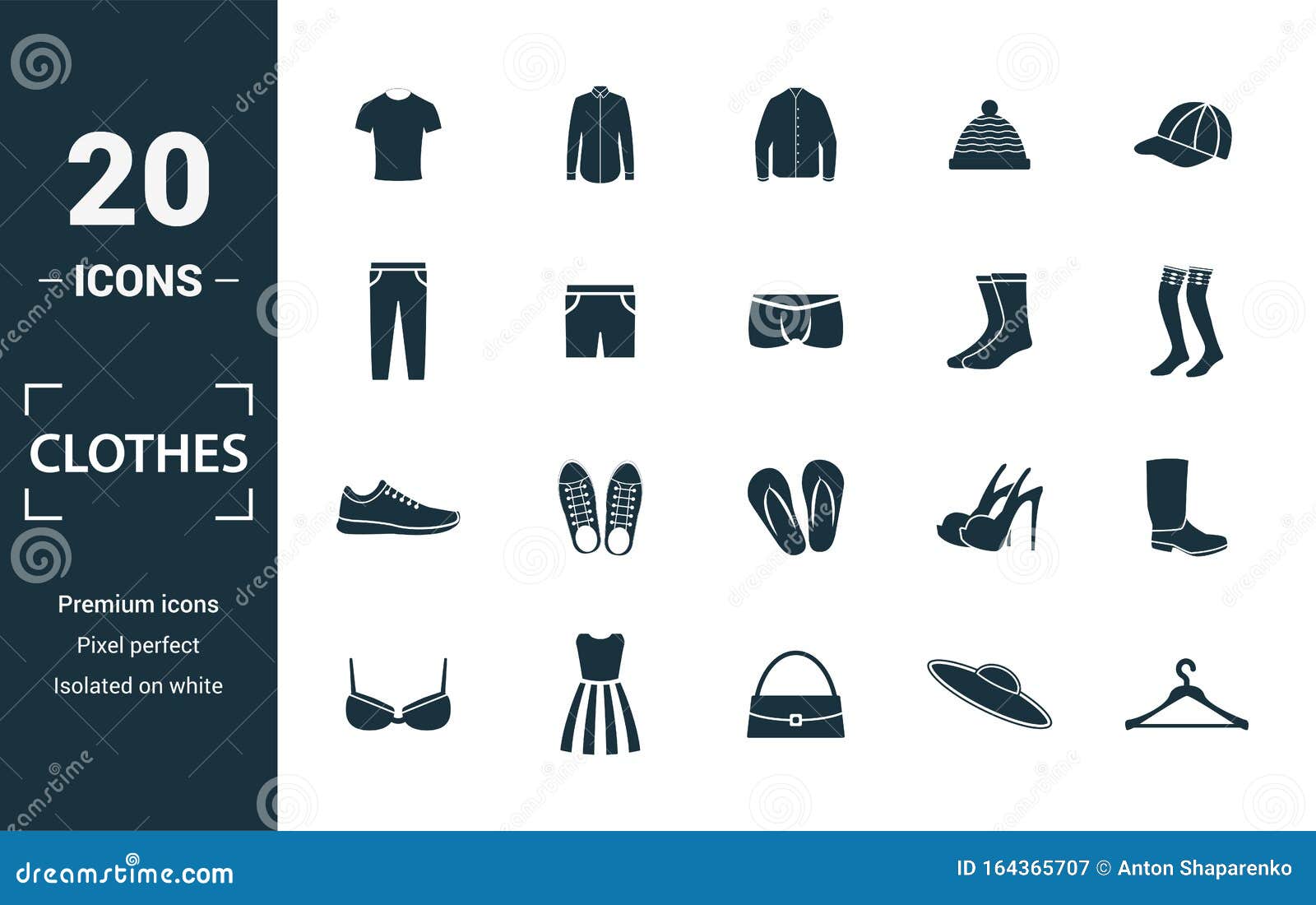 Clothes Icon Set. Include Creative Elements T-shirt, Jacket, Pants ...