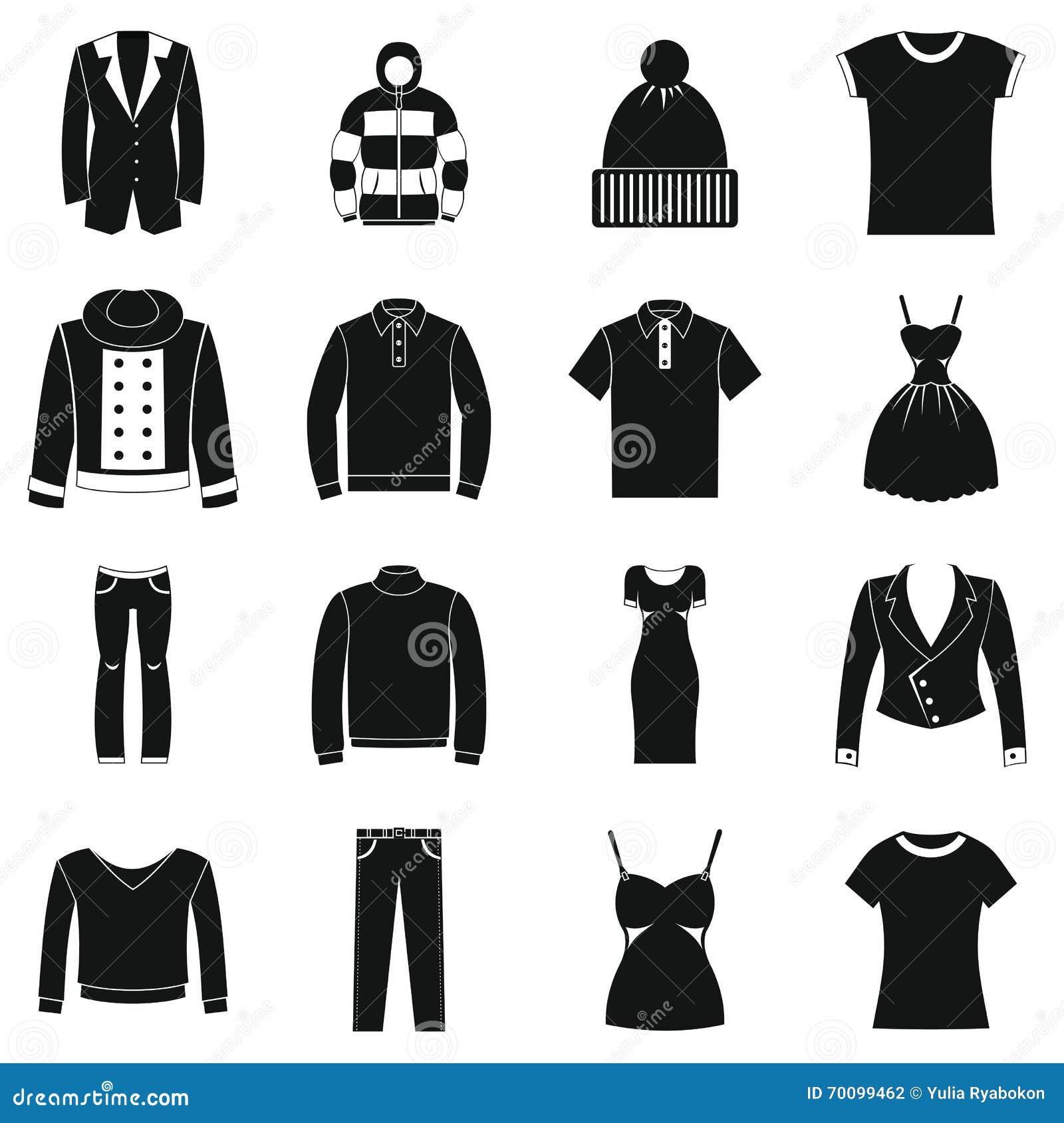 Clothes Icons Set, Simple Style Stock Vector - Illustration of ...