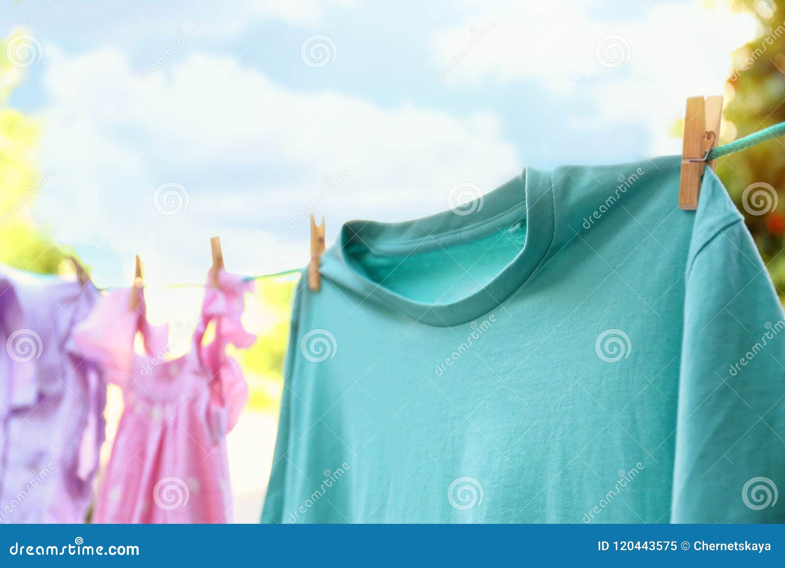Clothes on Laundry Line Outdoors Stock Image Image of rope, closeup
