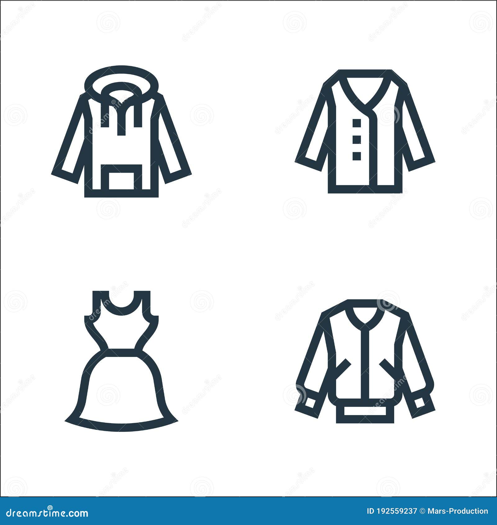 Clothes Line Icons. Linear Set Stock Vector - Illustration of clothes,  concept: 192559237