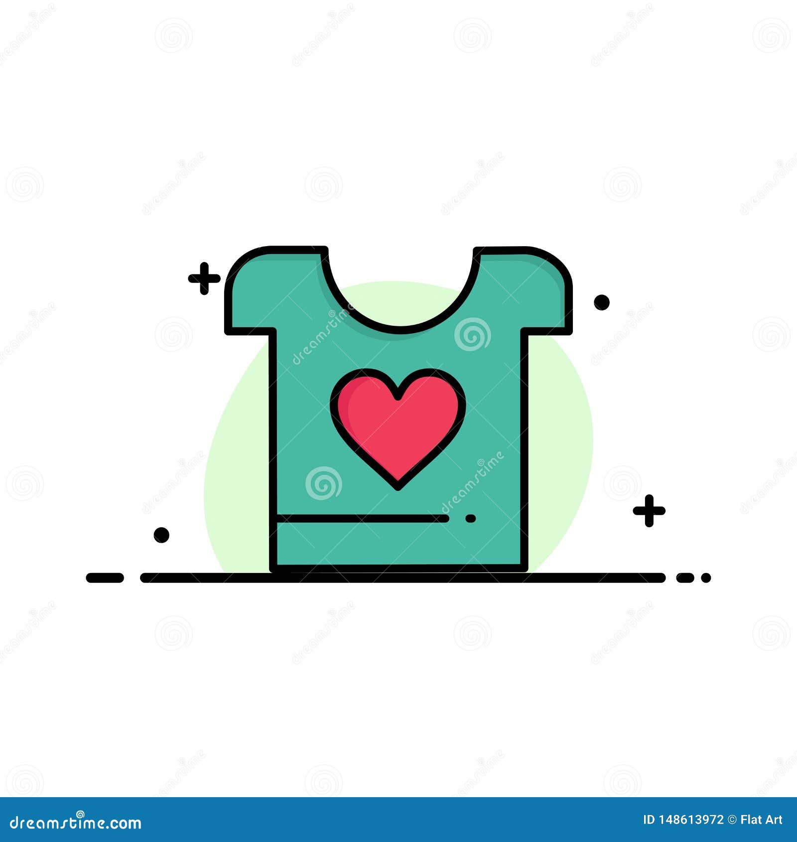 Clothes, Love, Heart, Wedding Business Flat Line Filled Icon Vector ...