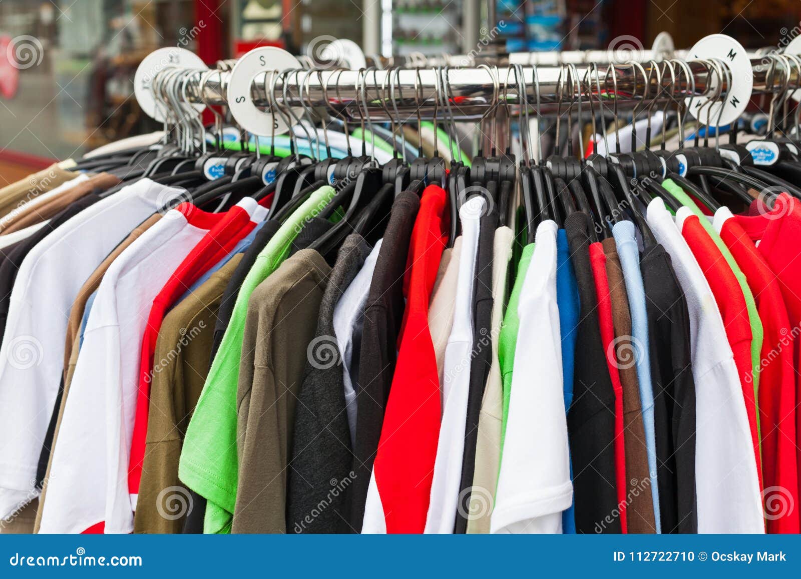 Clothes in an outlet stock photo. Image of commercial - 112722710