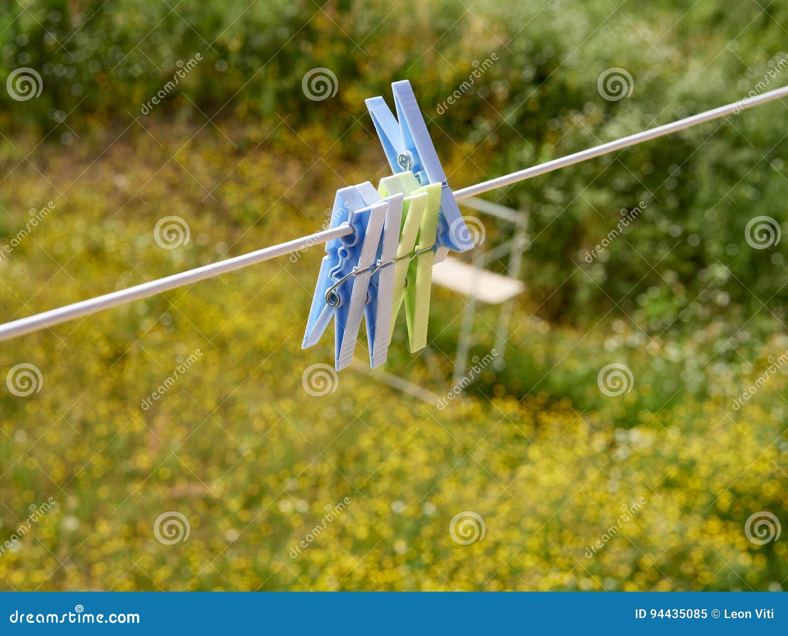 Clothes Pegs on the Washing Line Stock Image Image of wood, housework