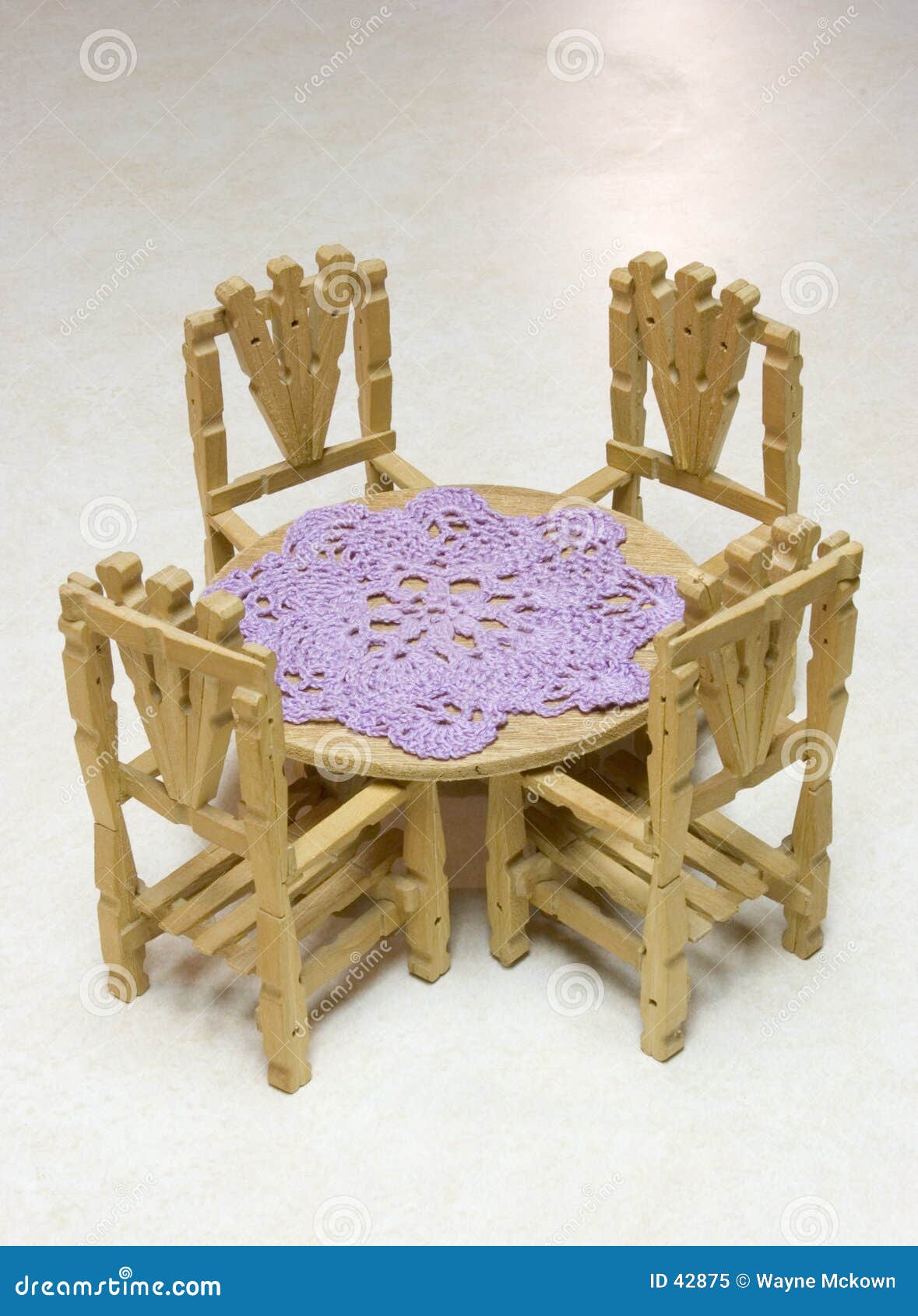 hand made toy table & four chairs made from clothes pins.