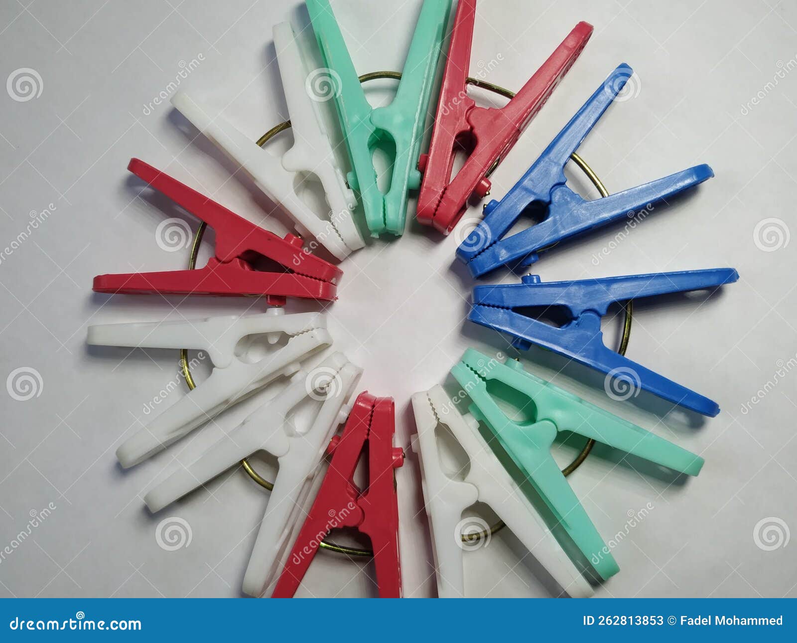 Clothes Pins Clothes Peg Plastic with White Background Colorfully Stock