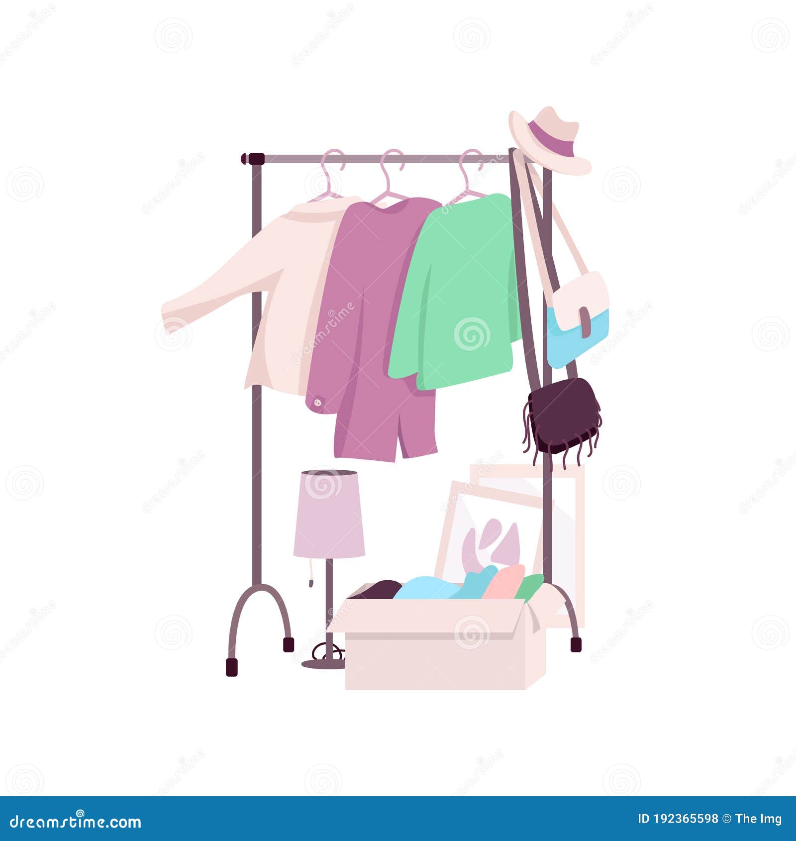 Clothes Rack Flat Color Vector Object. Womens Wardrobe