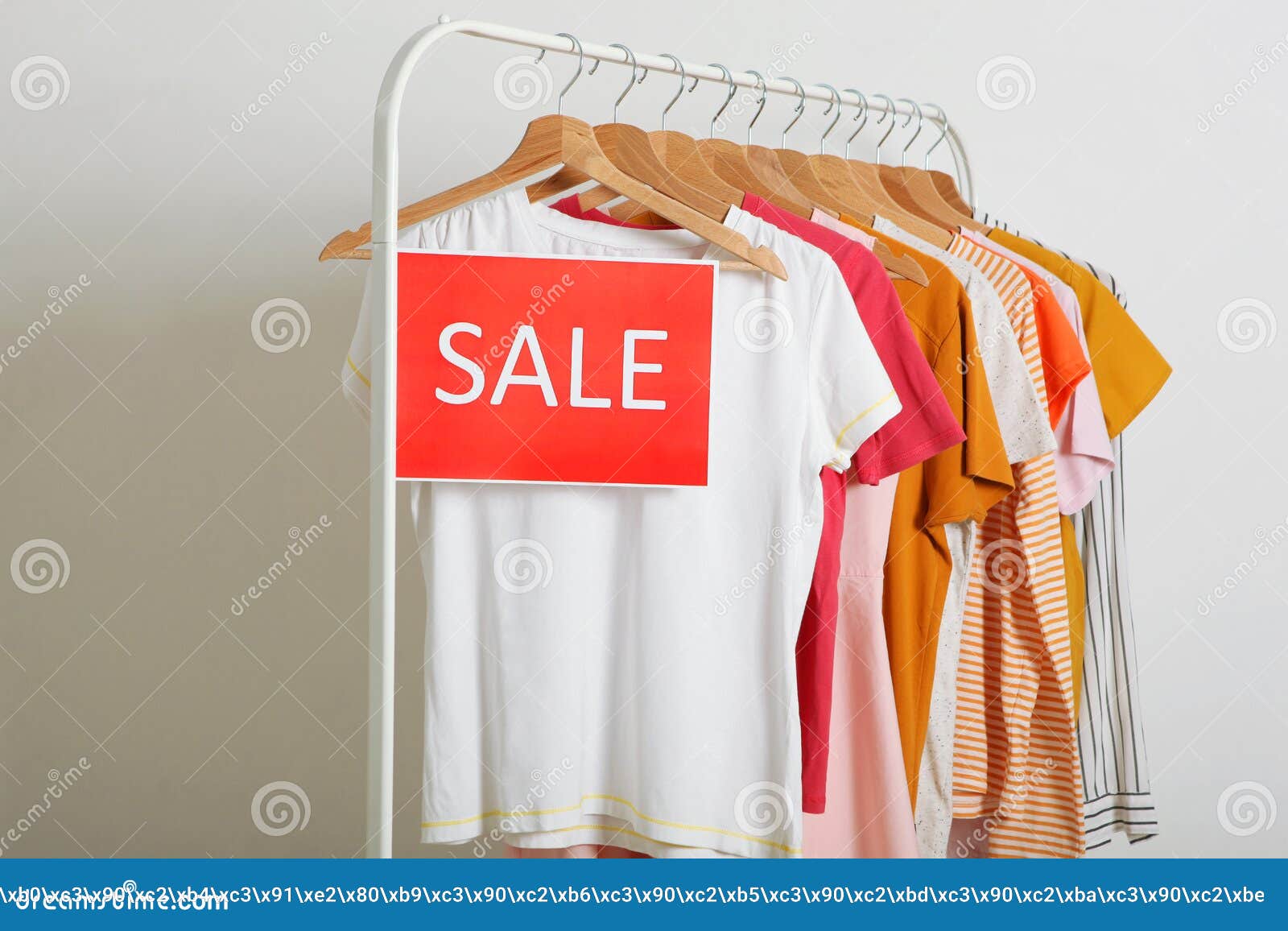Smiling Young Woman Clothing Store Clearance Day Stock Photo by