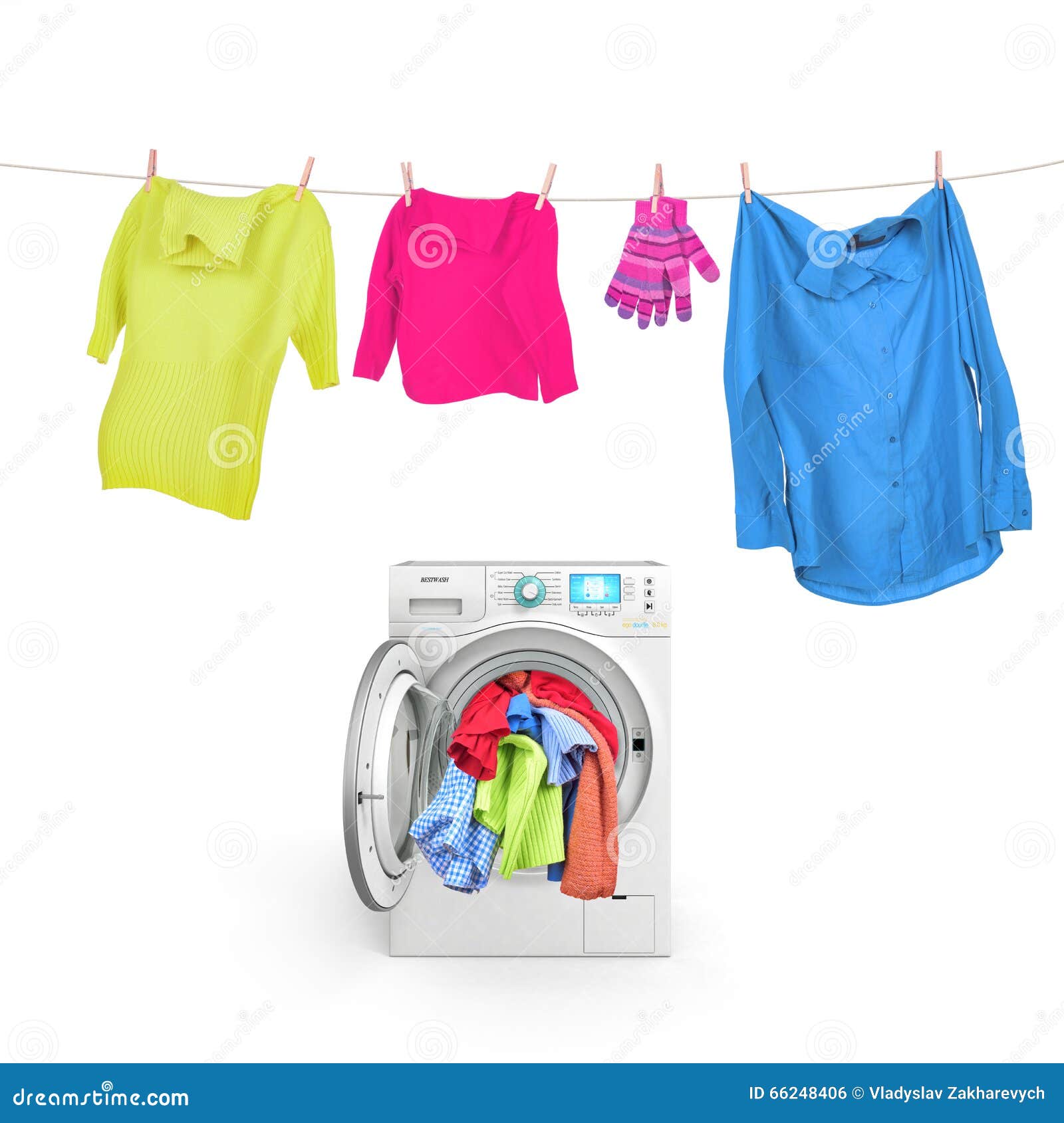 Clothes on a rope stock photo. Image of clean, metal 66248406