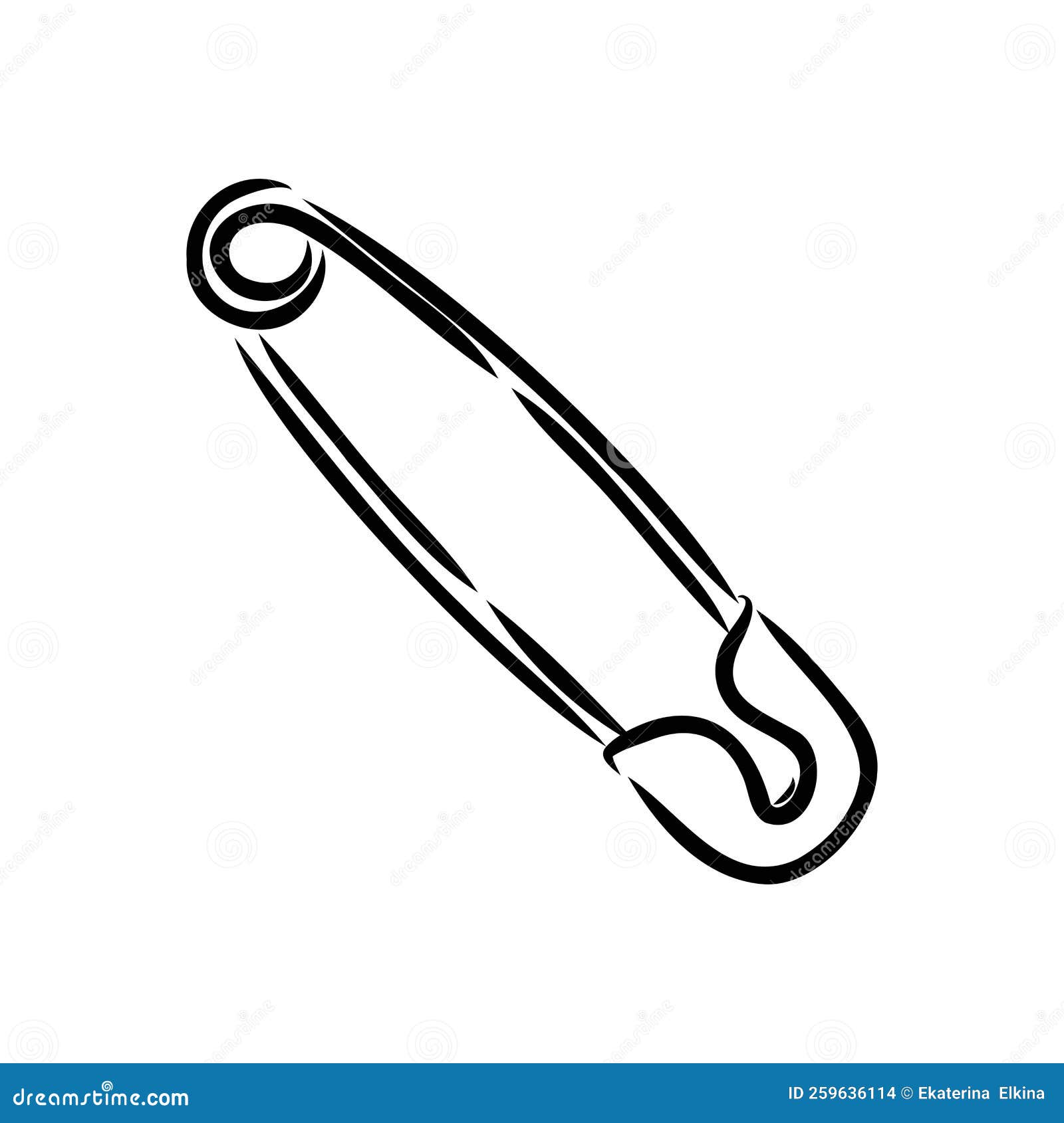 Clothes Safety Pin Hand Drawn Vector Illustration on White Background Stock Vector