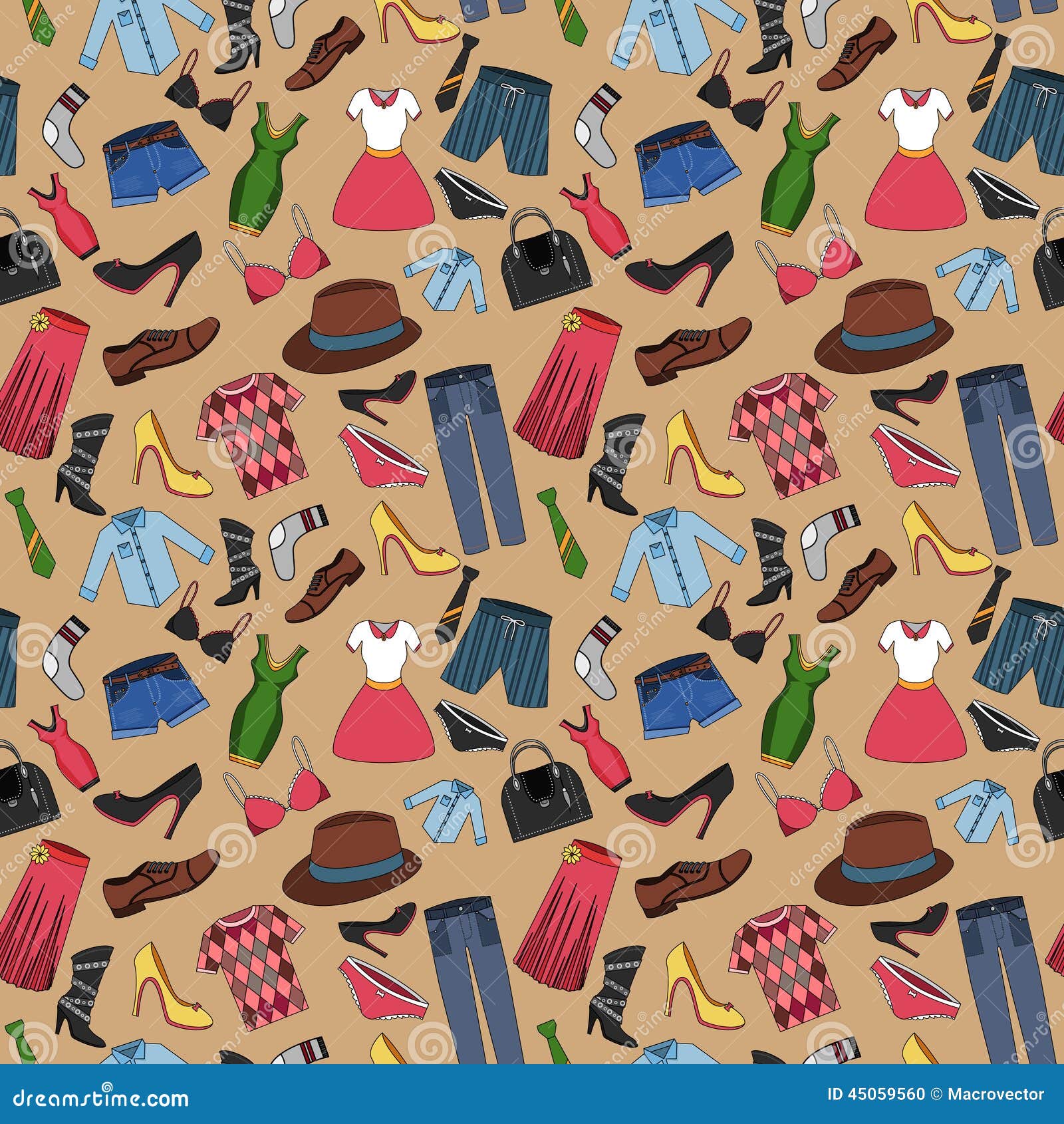 Clothes seamless pattern stock vector. Illustration of retail - 45059560