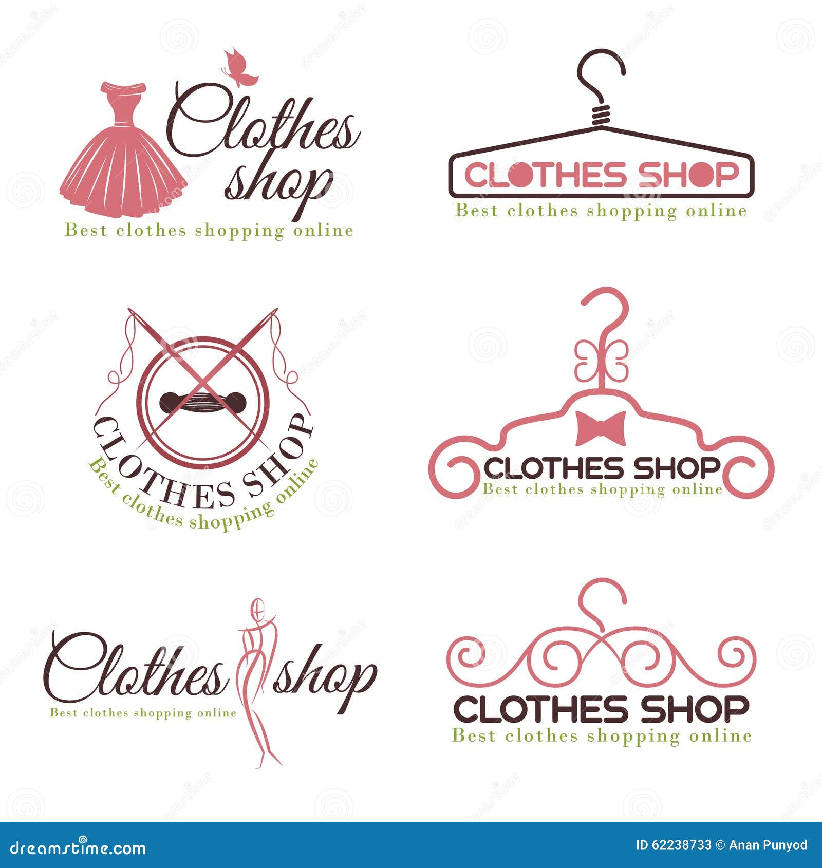 Clothes Shop Fashion Logo Vector Set Design Stock Vector - Image: 62238733