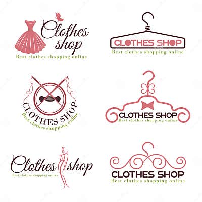 Clothes Shop Fashion Logo Vector Set Design Stock Vector - Illustration ...