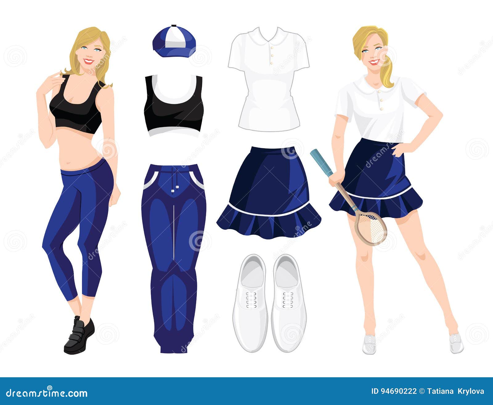 Clothes for Sport or Fitness Stock Vector - Illustration of girls, dark:  94690222