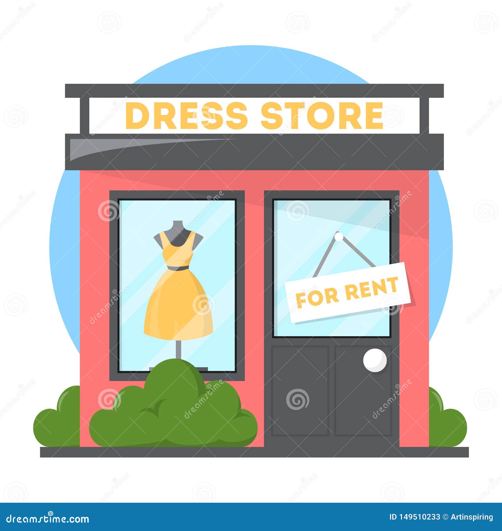 Clothes Store with Dress on the Showcase. Boutique Facade Stock Vector -  Illustration of activity, fashionable: 149510233