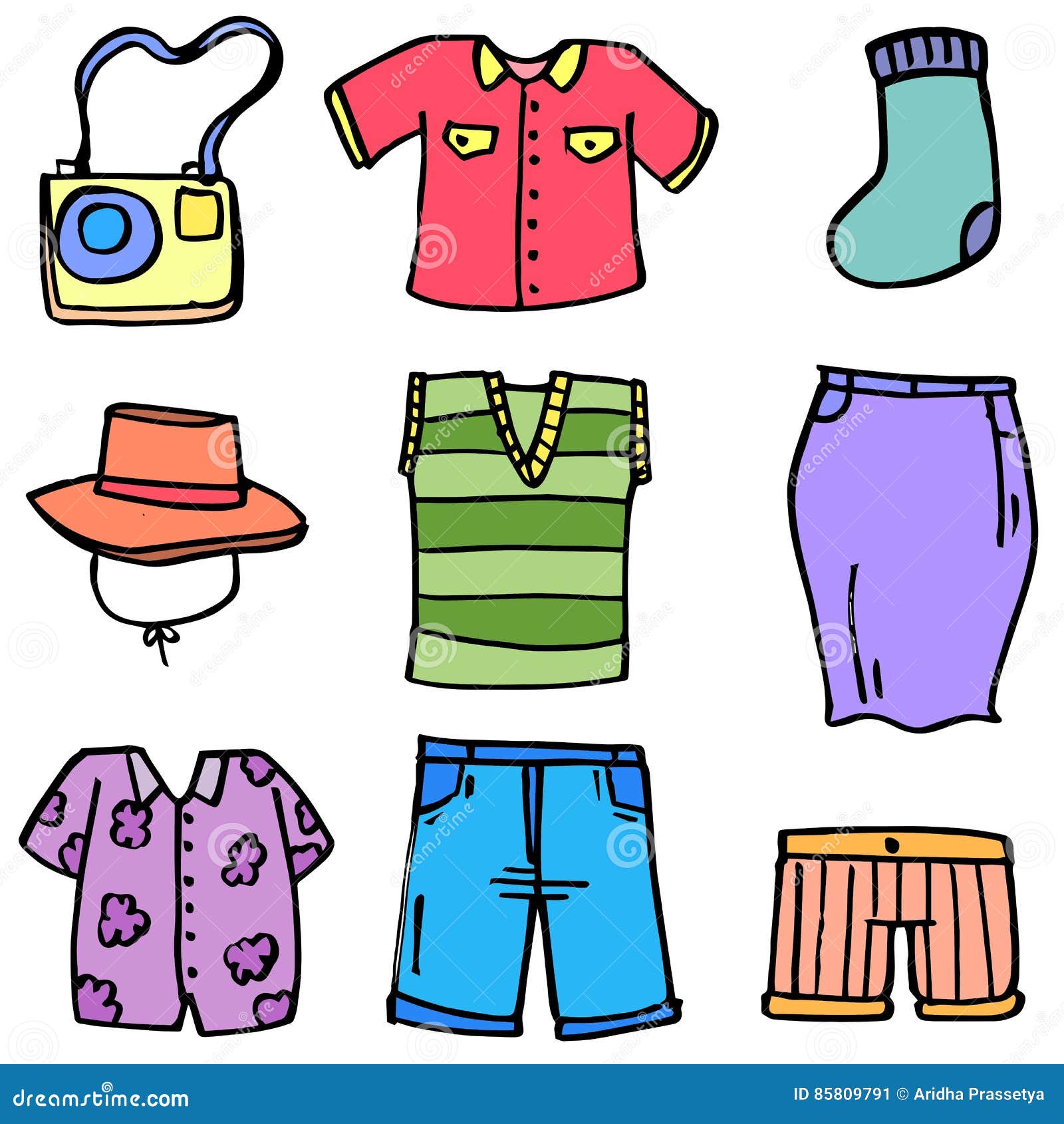 Clothes Style Object Set of Doodles Stock Vector - Illustration of ...