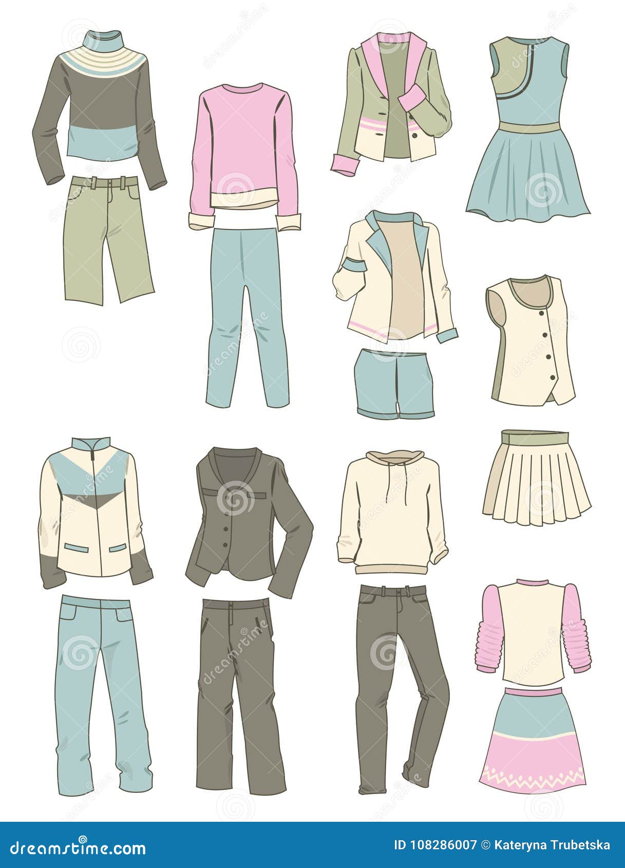 Clothes for teen girls stock vector. Illustration of blouse - 108286007