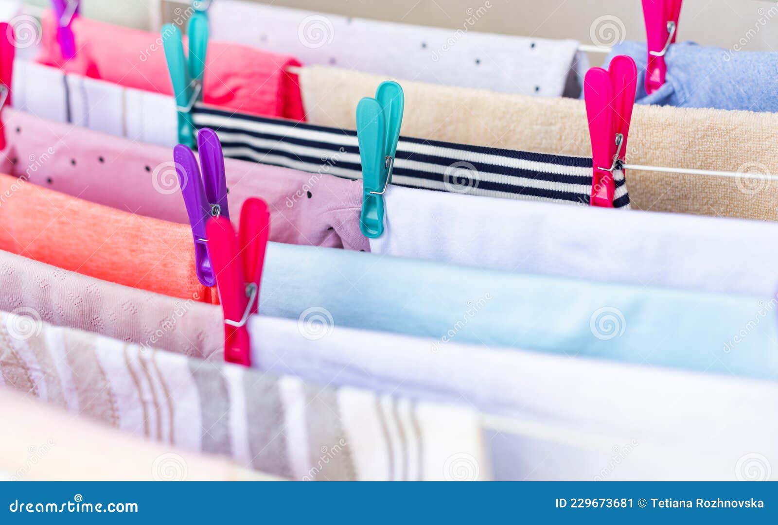 The Clothespin Fixes the Laundry. Stock Image Image of colorful