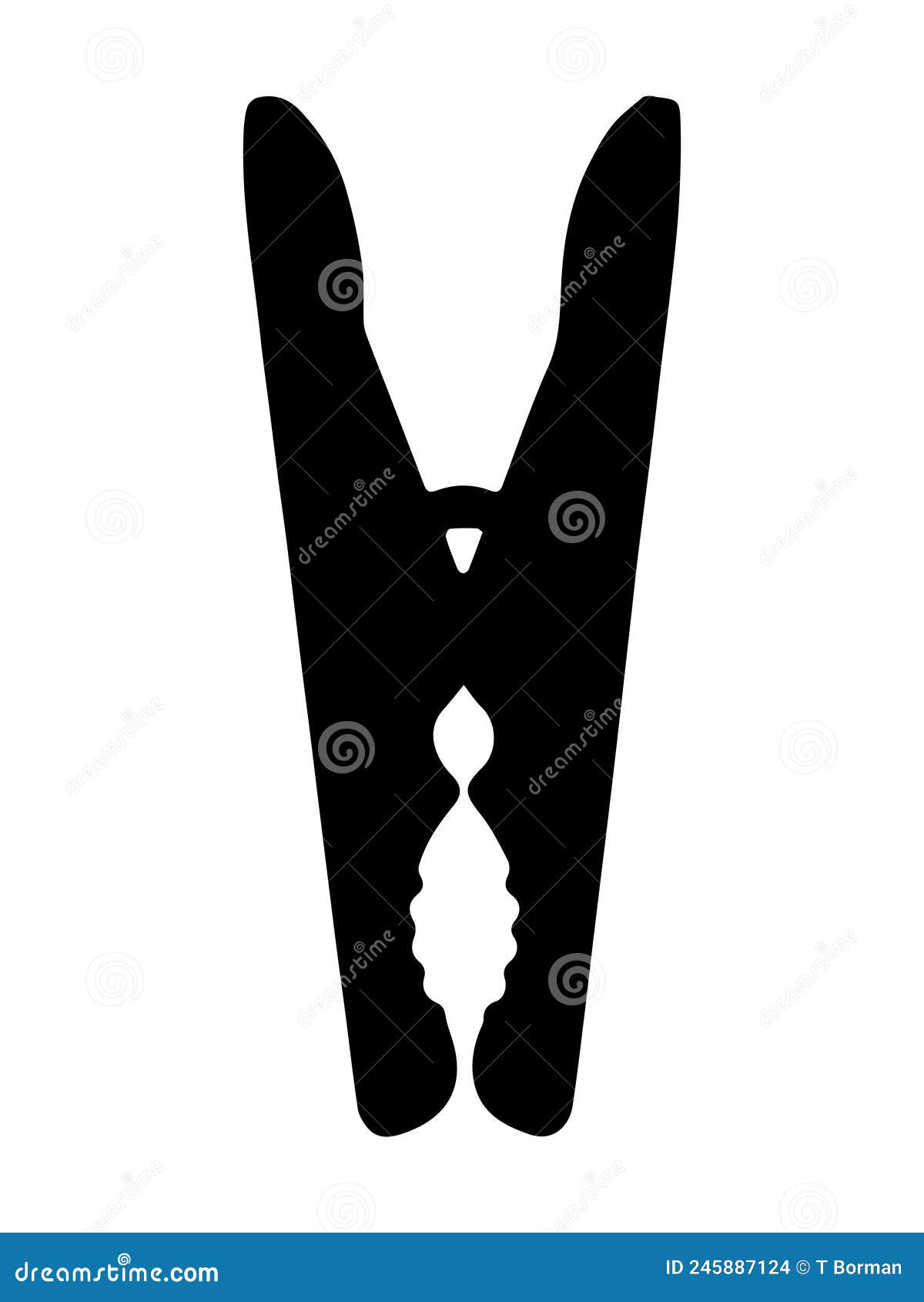 Clothespin Silhouette Isolated Vector Object Room Decor Clip with