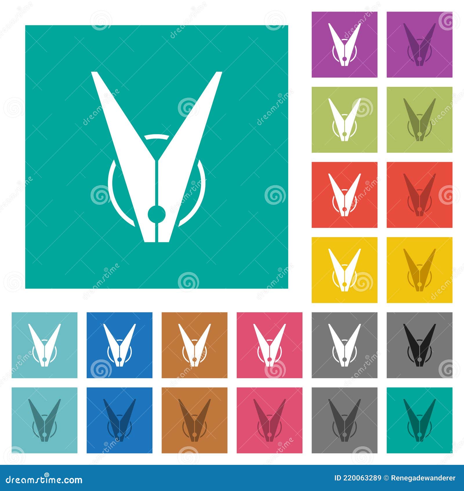 clothespin square flat multi colored icons