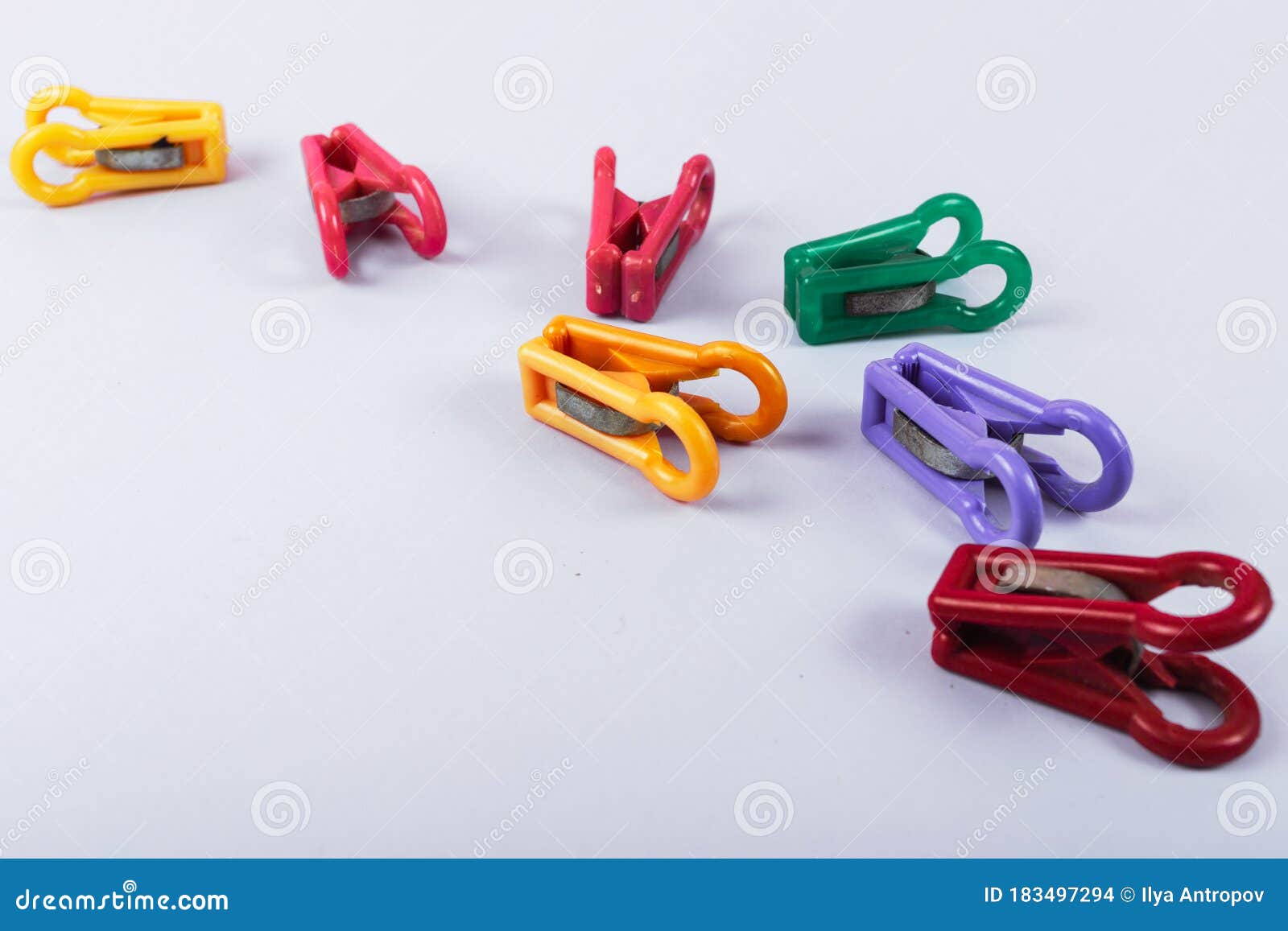 Clothespins for Drying Clothes. Multicolored Clothespins are Matte