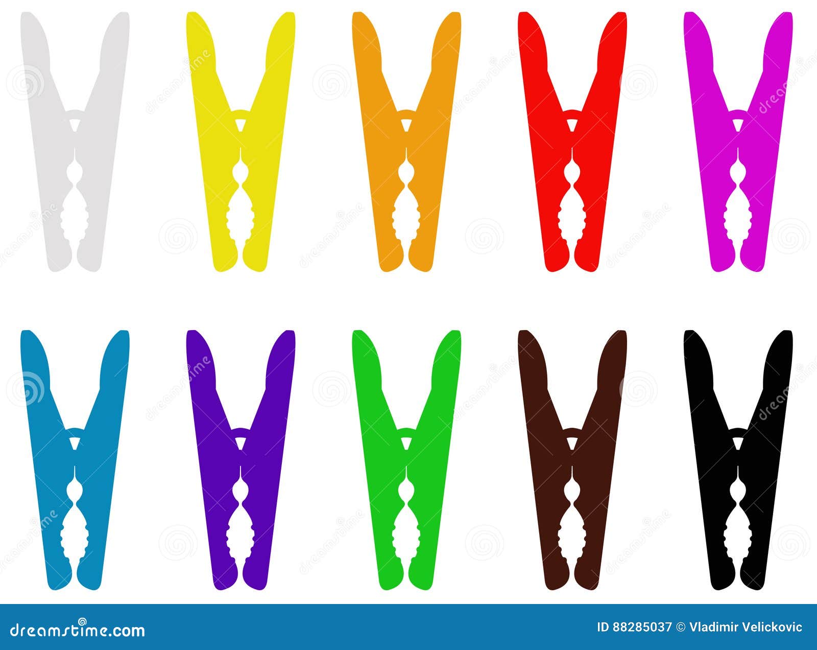 Clothespins silhouette stock vector. Illustration of line 88285037