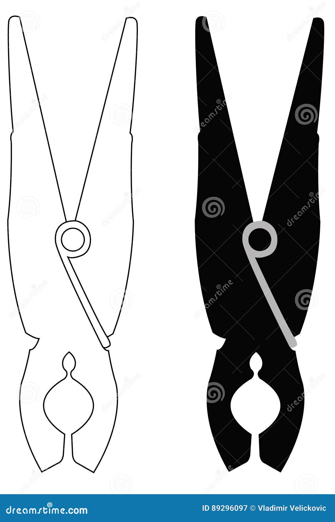 Clothespins silhouette stock vector. Illustration of clothing 89296097