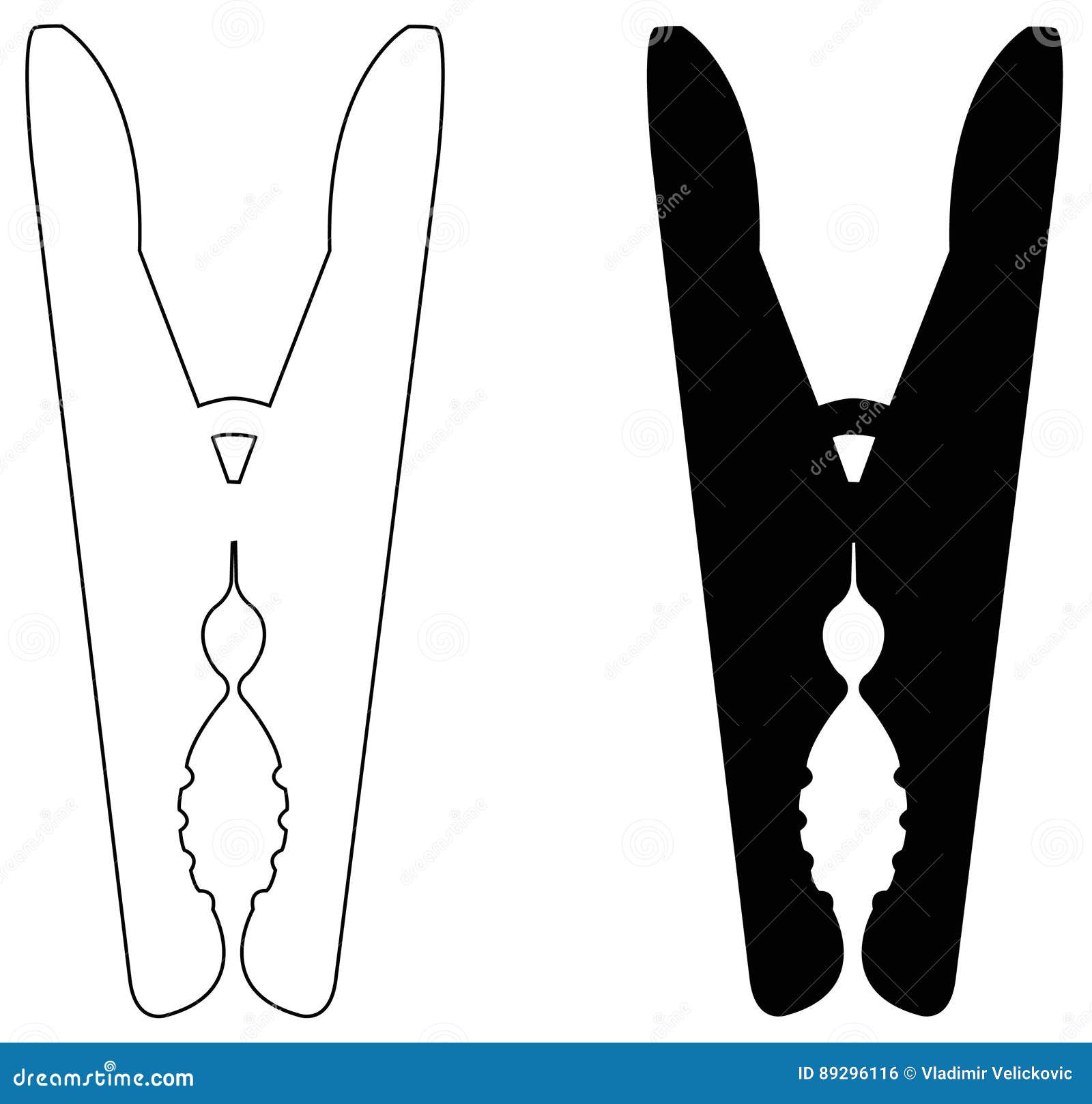 Clothespins silhouette stock vector. Illustration of wing 89296116