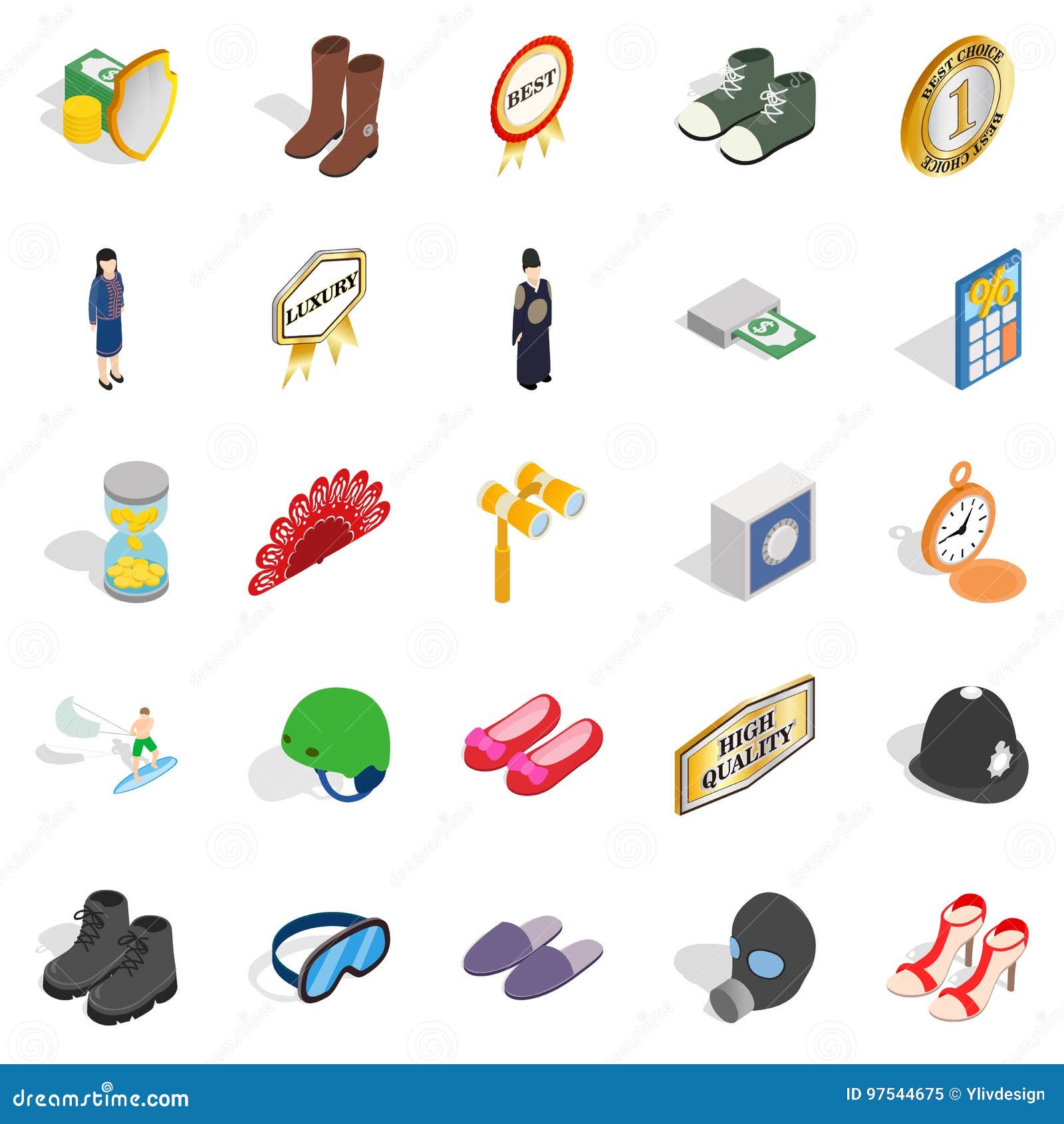 Clothing Accessories Icons Set, Isometric Style Stock Vector ...